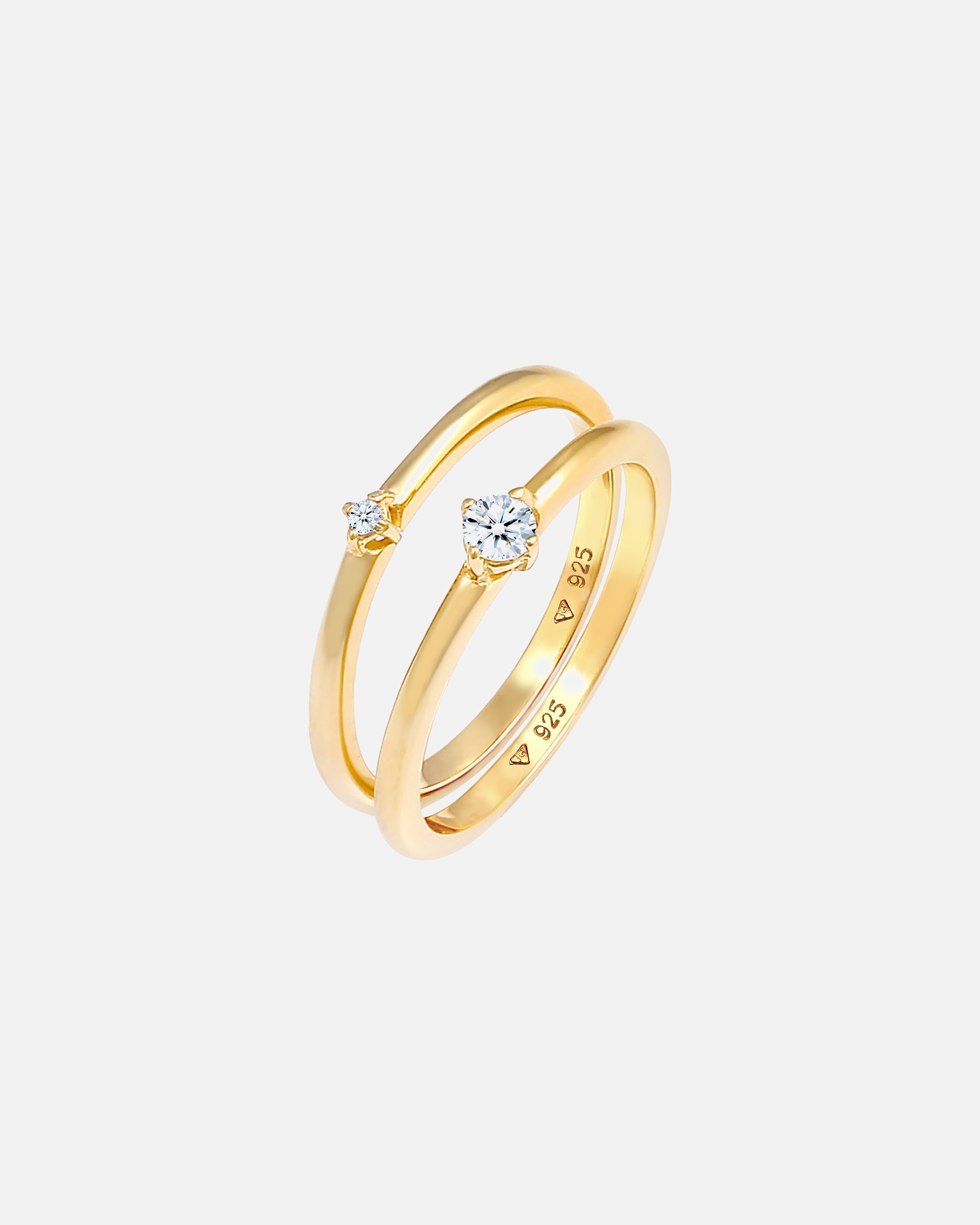 Bague pour Femme Elli DIAMONDS Solitaire pour dames classique élégant avec diamants (0,13 ct.) en argent sterling 925 54