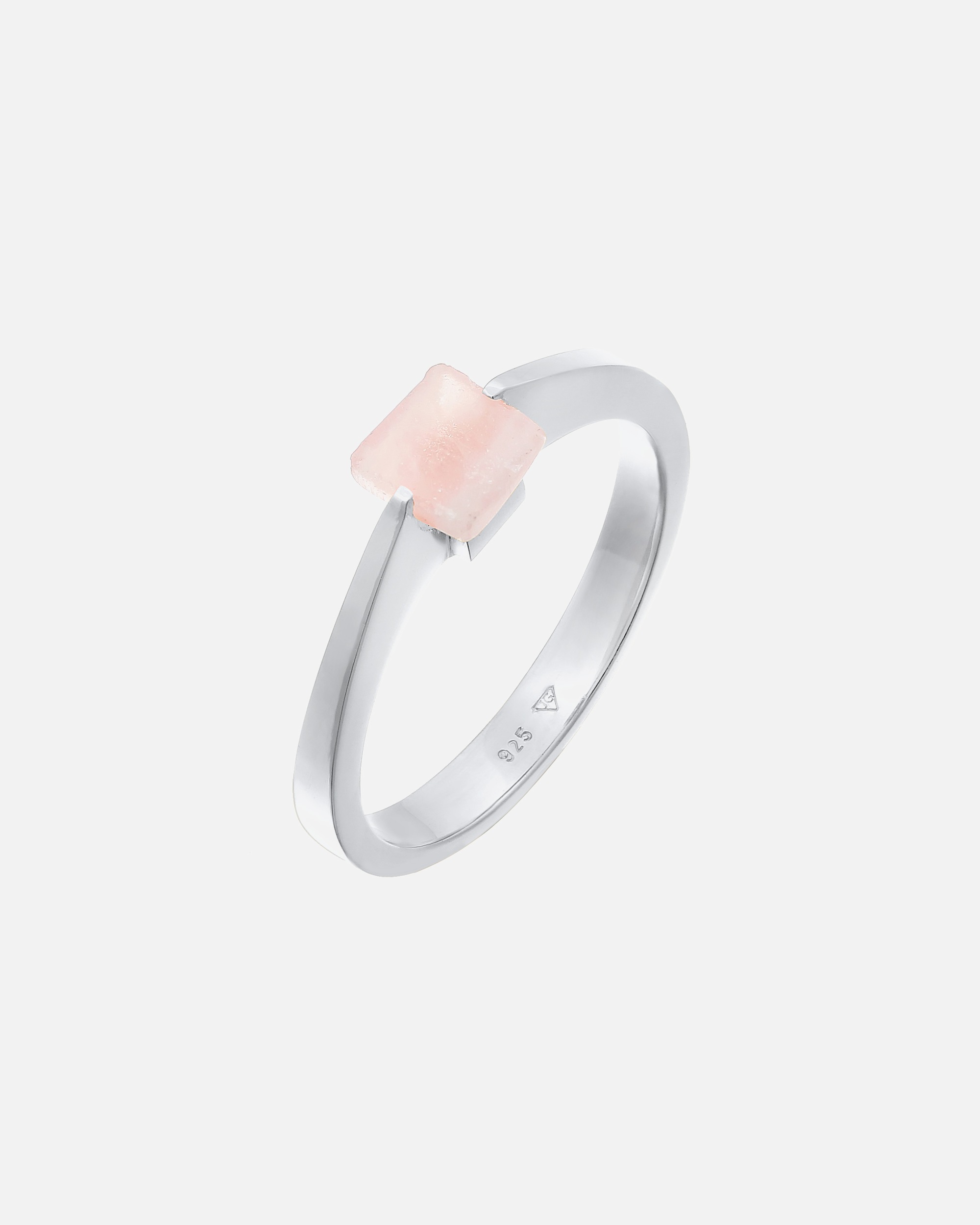 Bague pour Femme Elli PREMIUM Solitaire Rose quartz Pierres précieuses quadrilatère Argent 925 54