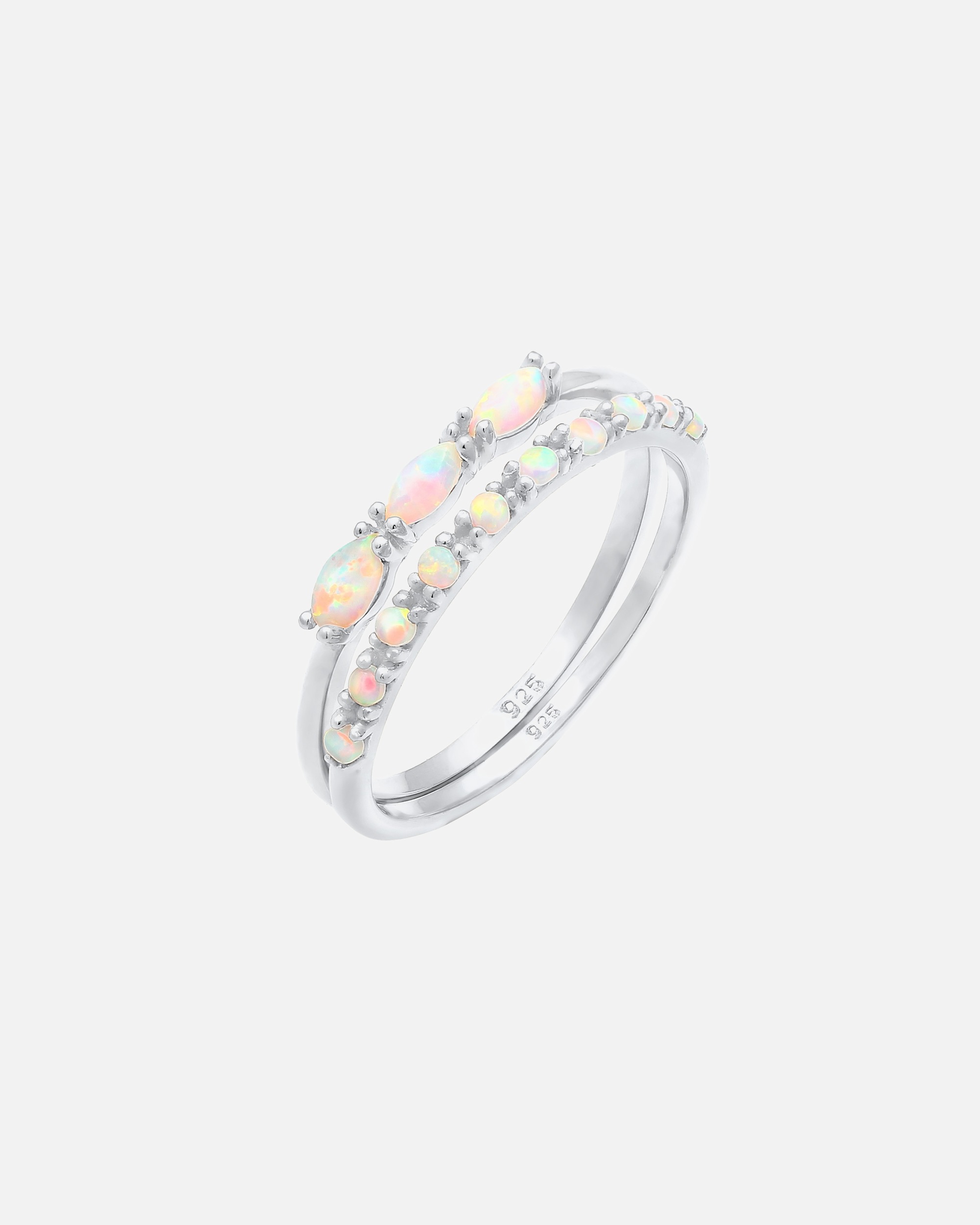 Bague pour Femme Elli Set Opale synthétique 925 Argent Plaqué Or 54