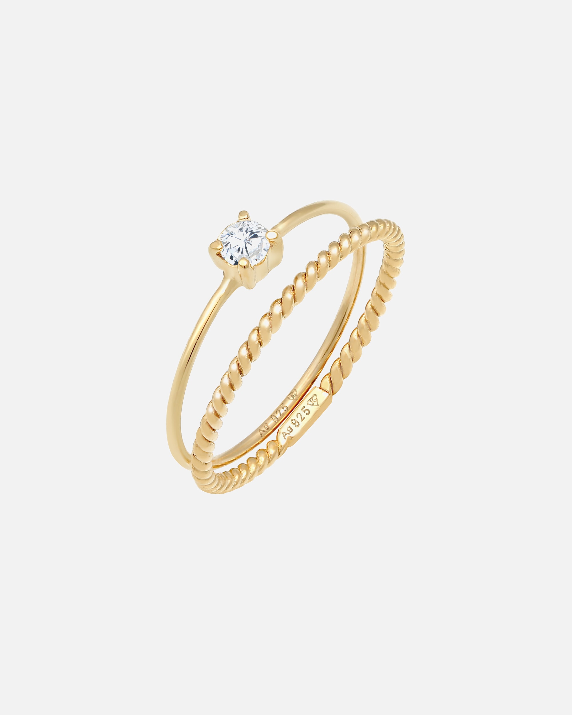 Bague pour Femme Elli Ensemble de bagues pour femmes Blogger Tordu Trend avec pierre de zirconium en argent sterling 925 plaqué or 52
