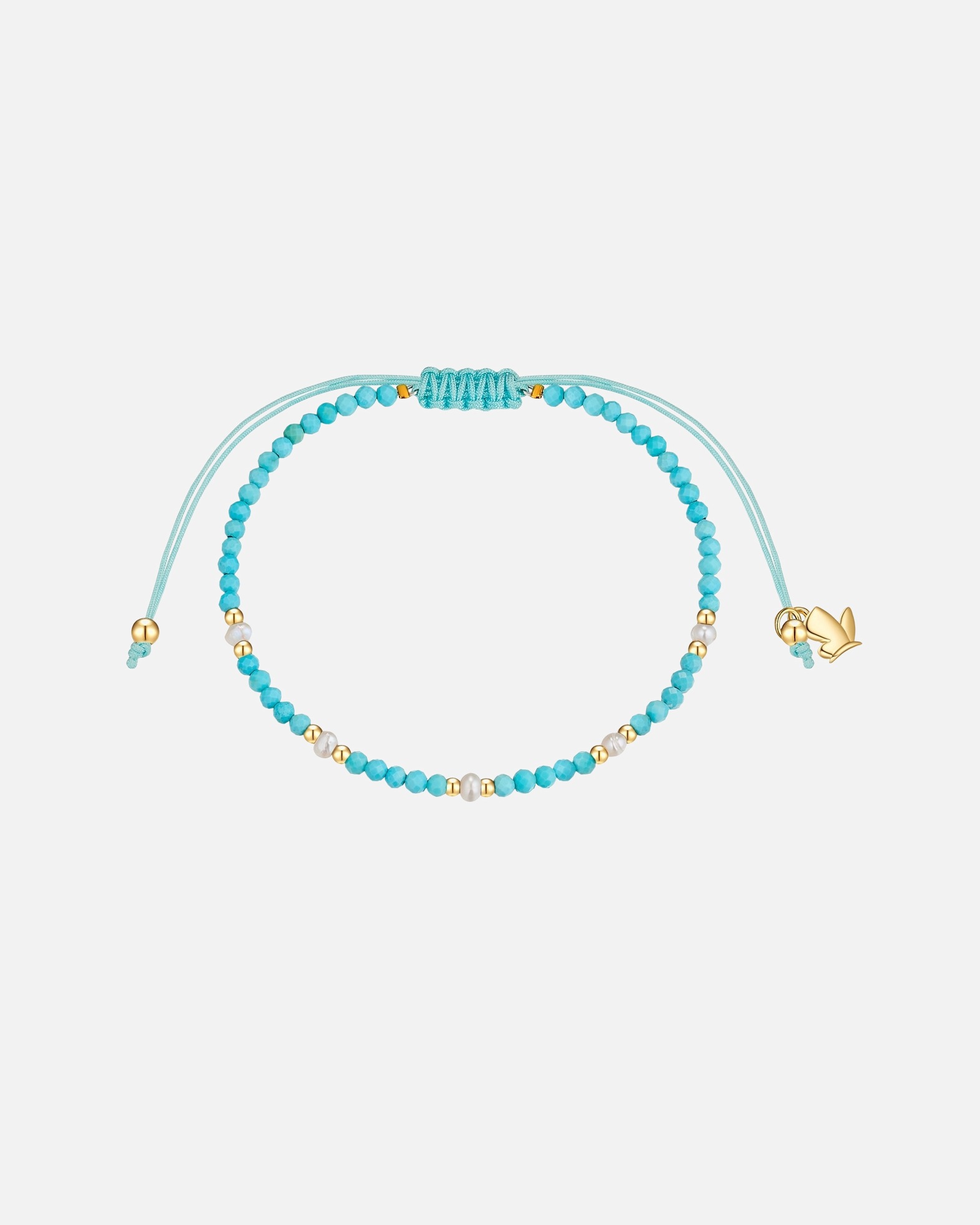 Bracelet pour Femme Glanzstücke München Bracelet en acier inoxydable en doré avec turquoise (rek.) et perle d'eau douce Réglable 15,0 - 22,0 cm