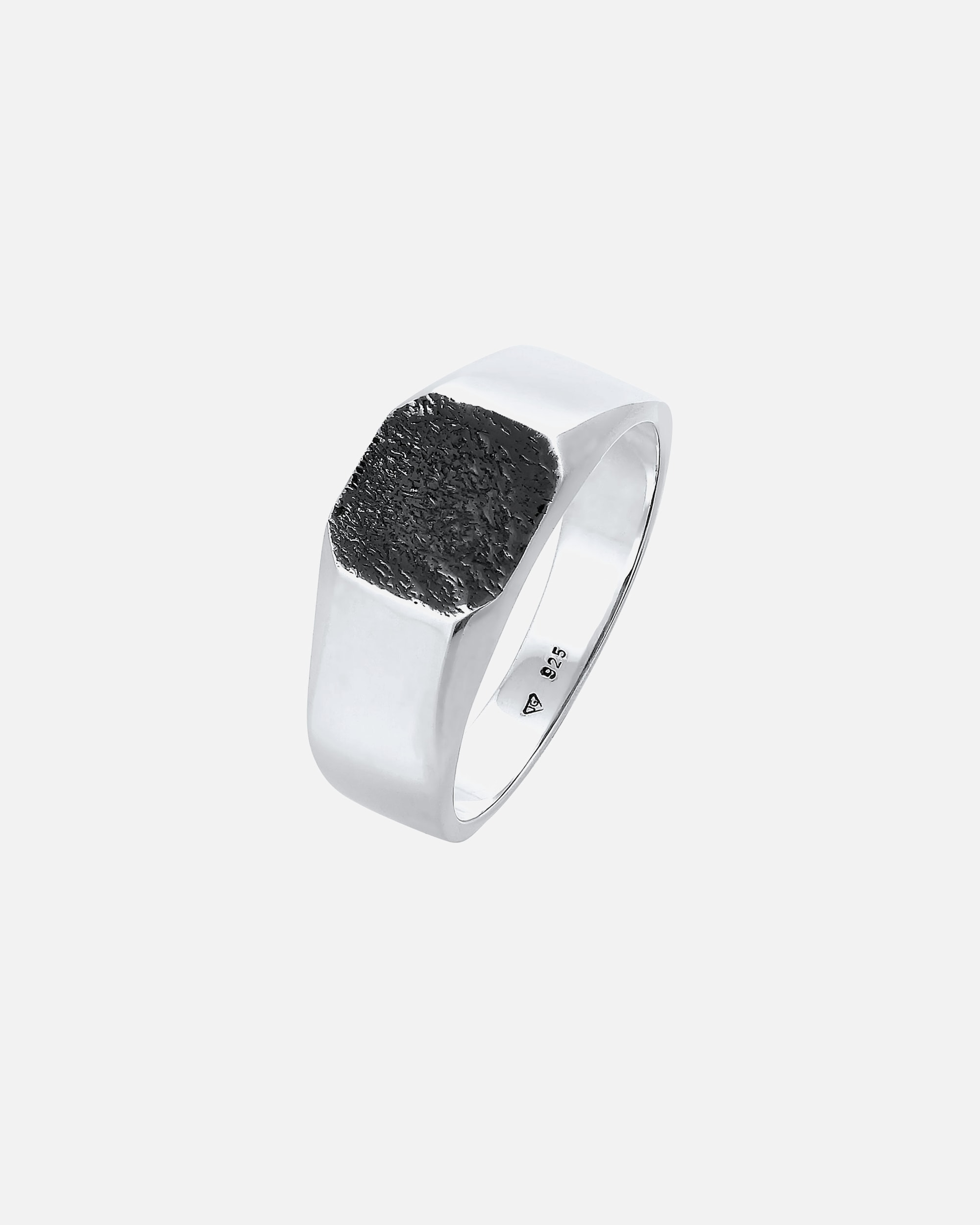 Bague pour Homme KUZZOI Basique Anneau Sceau Hommes carré mat 925 Argent 54