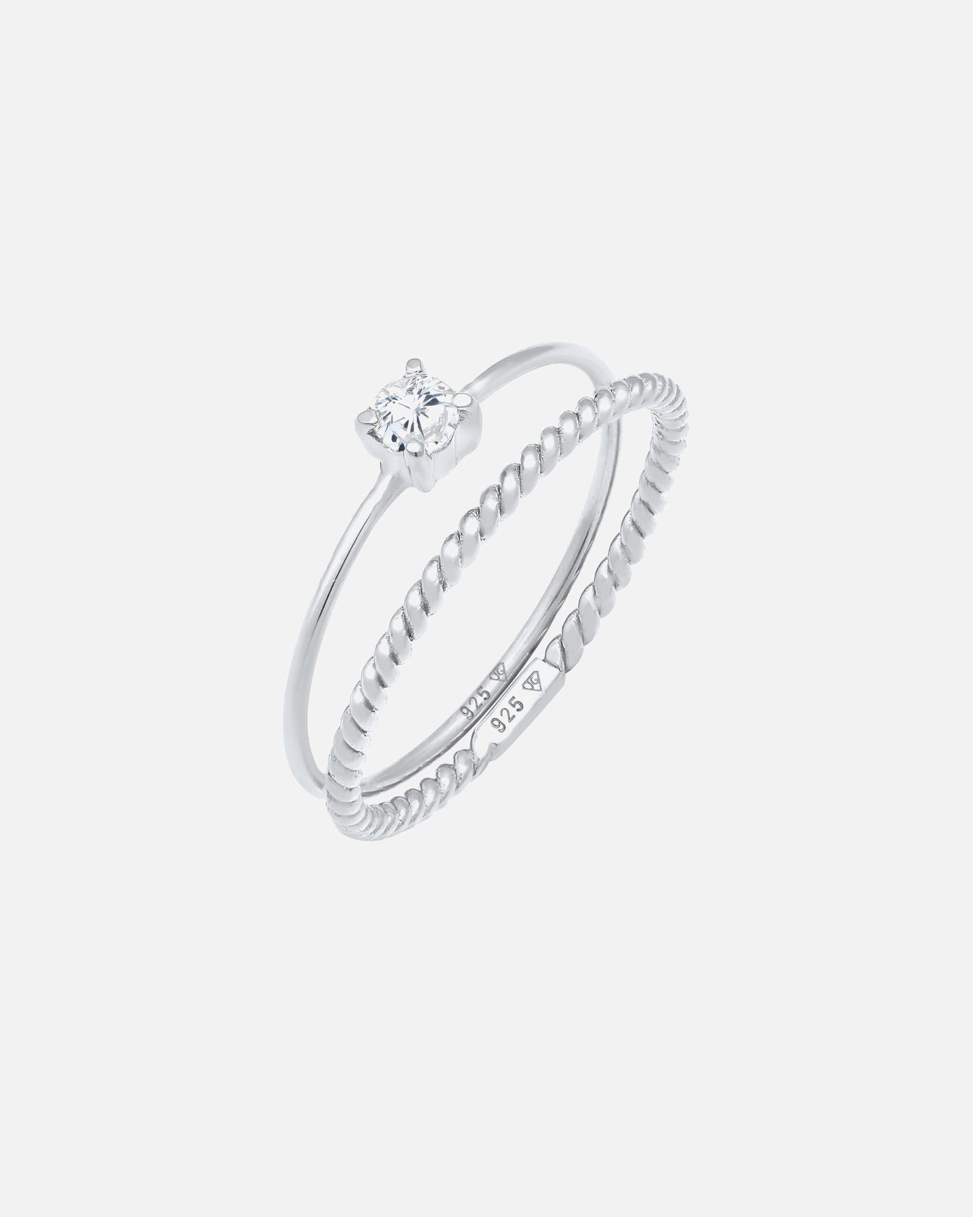 Bague pour Femme Elli Zirconia Torsadé Set de 2 pièces 925 Argent 58