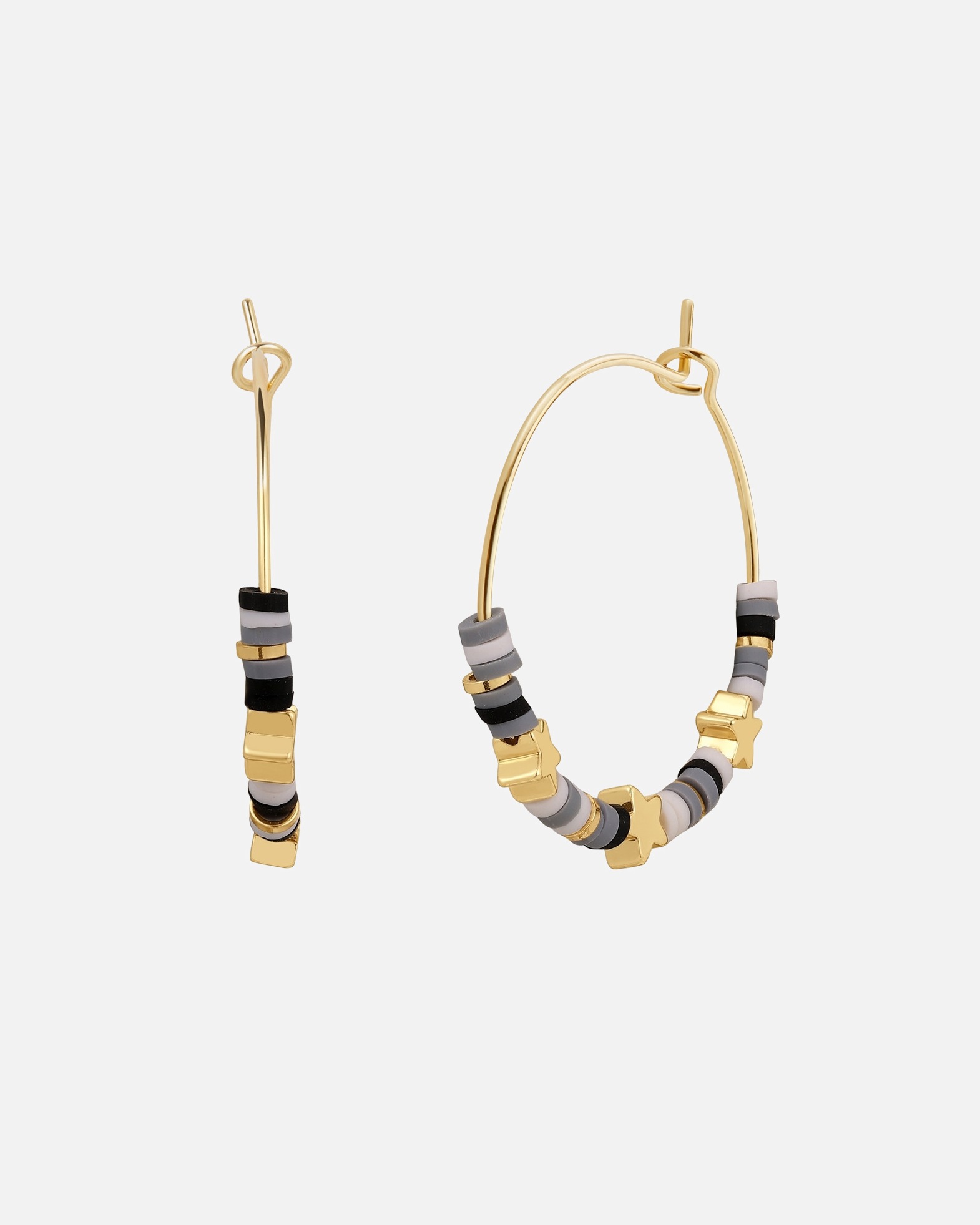 Créoles pour Femme Yokoamii Boucles d´oreilles Étoiles en Laiton en Or jaune 32,2 mm