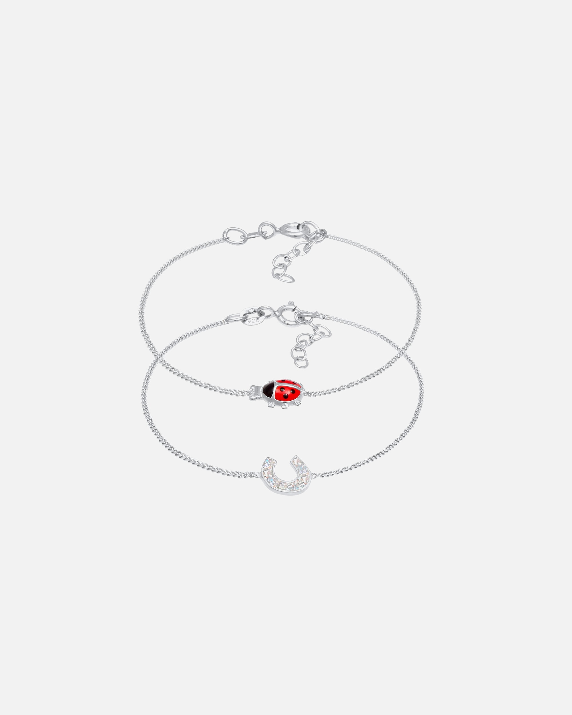 Bracelet pour Femme Elli Des enfants sertis de coccinelles en fer à cheval mignonnes et colorées en argent sterling 925 14