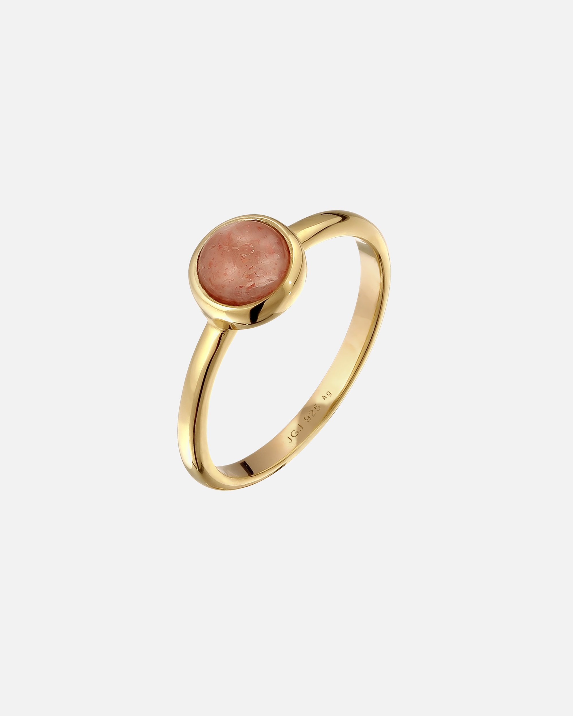 Bague pour Femme Elli PREMIUM Bague Feldspar Orange 925 Sterling Silver Gold-plated 54