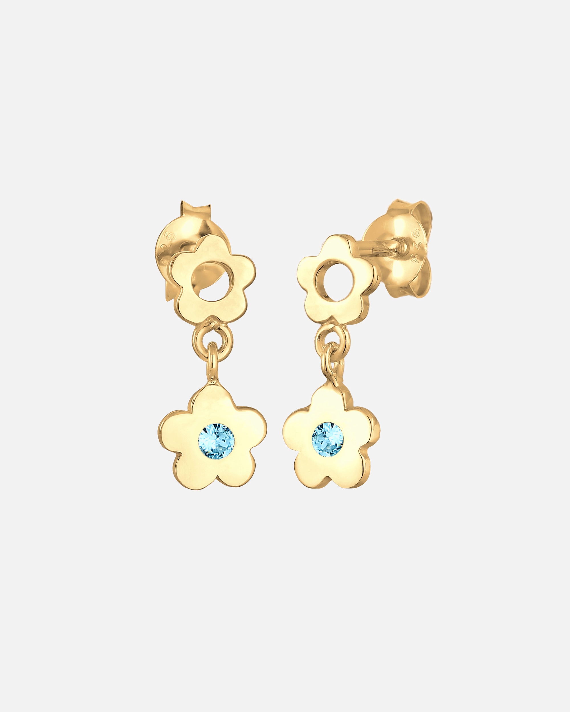 Boucles d'oreilles pour Femme Elli Boucles d'oreilles enfants fleur avec cristal en argent sterling 925 goldfarben