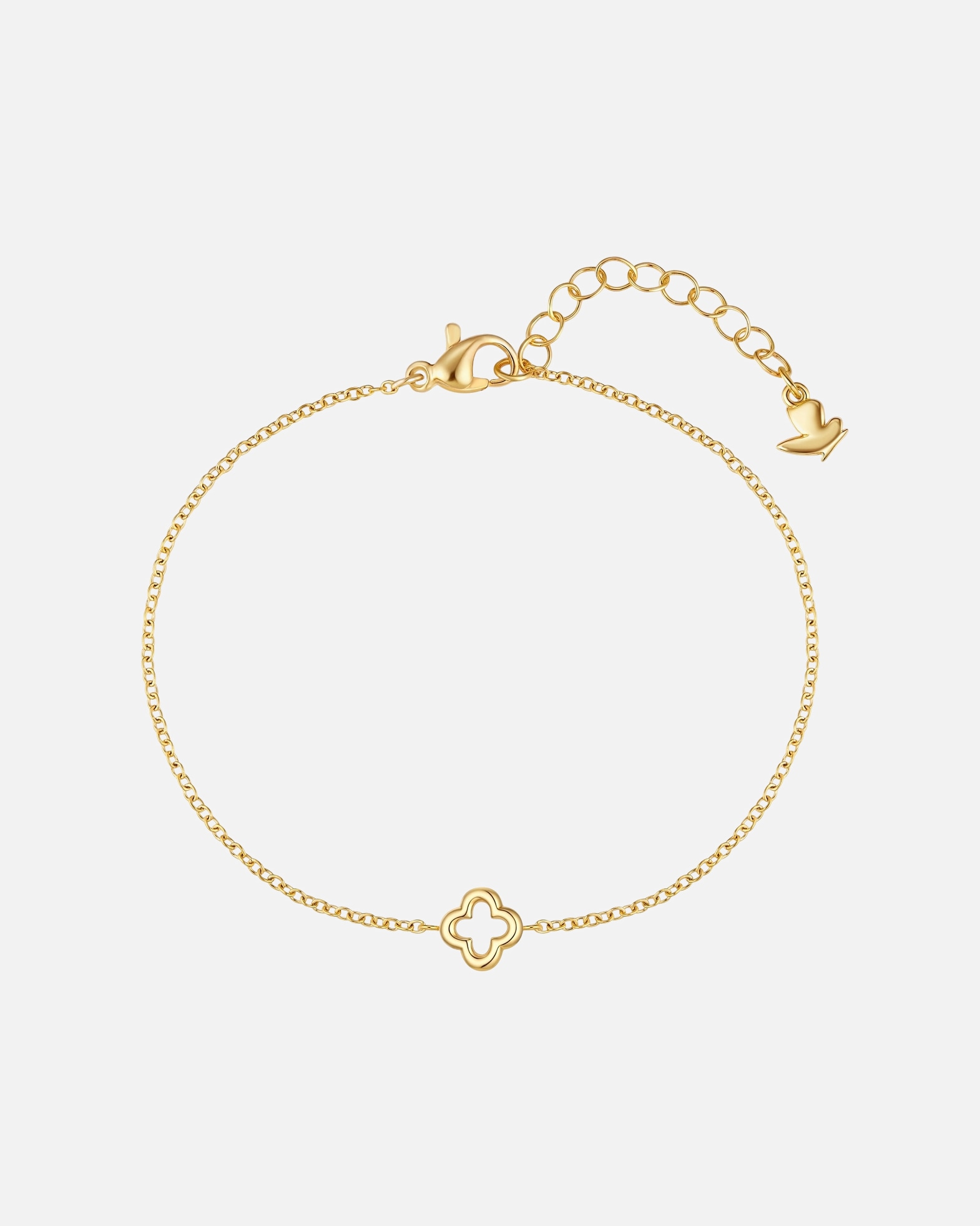 Bracelet pour Femme Glanzstücke München Bracelet Trèfle en acier inoxydable en or jaune Longueur de base 17,0 + rallonge 3,0 cm
