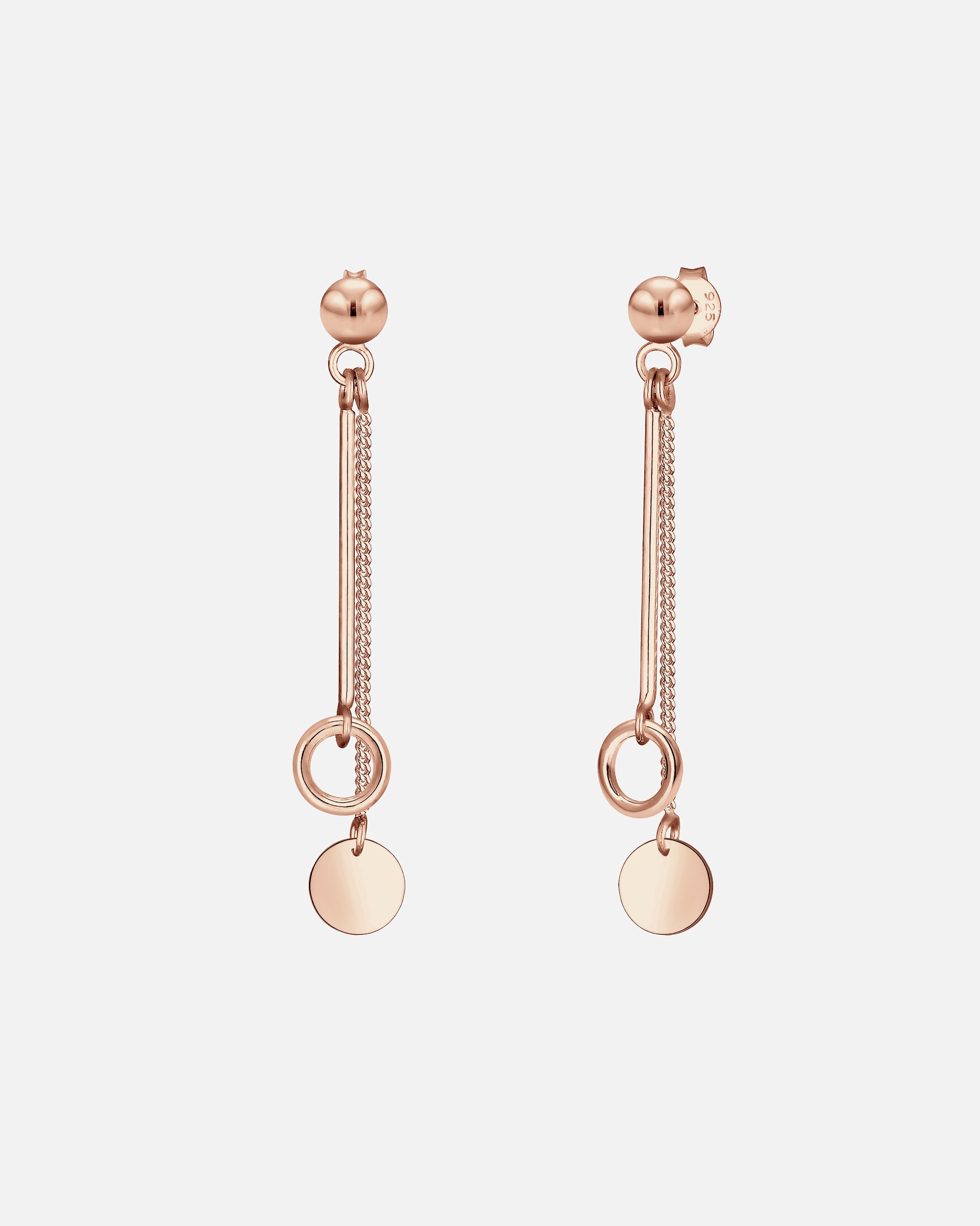 Boucles d'oreilles pour Femme Elli Basic Connecteur Cercle Bâton Géo Chaîne 925 Argent rosefarben