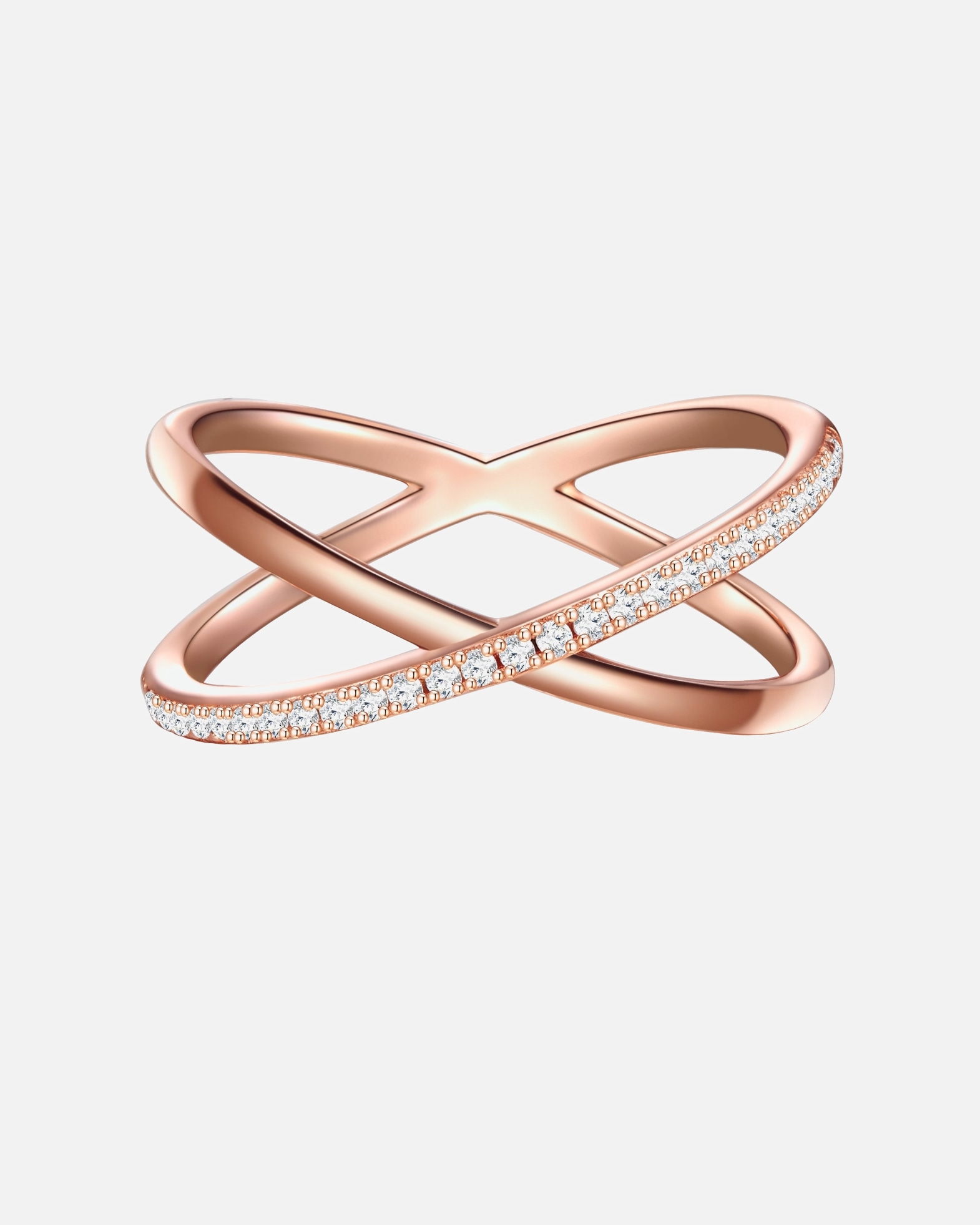 Bague pour Femme Glanzstücke München Bague en argent Argent sterling Oxyde de zirconium (CZ) en Or rose 54