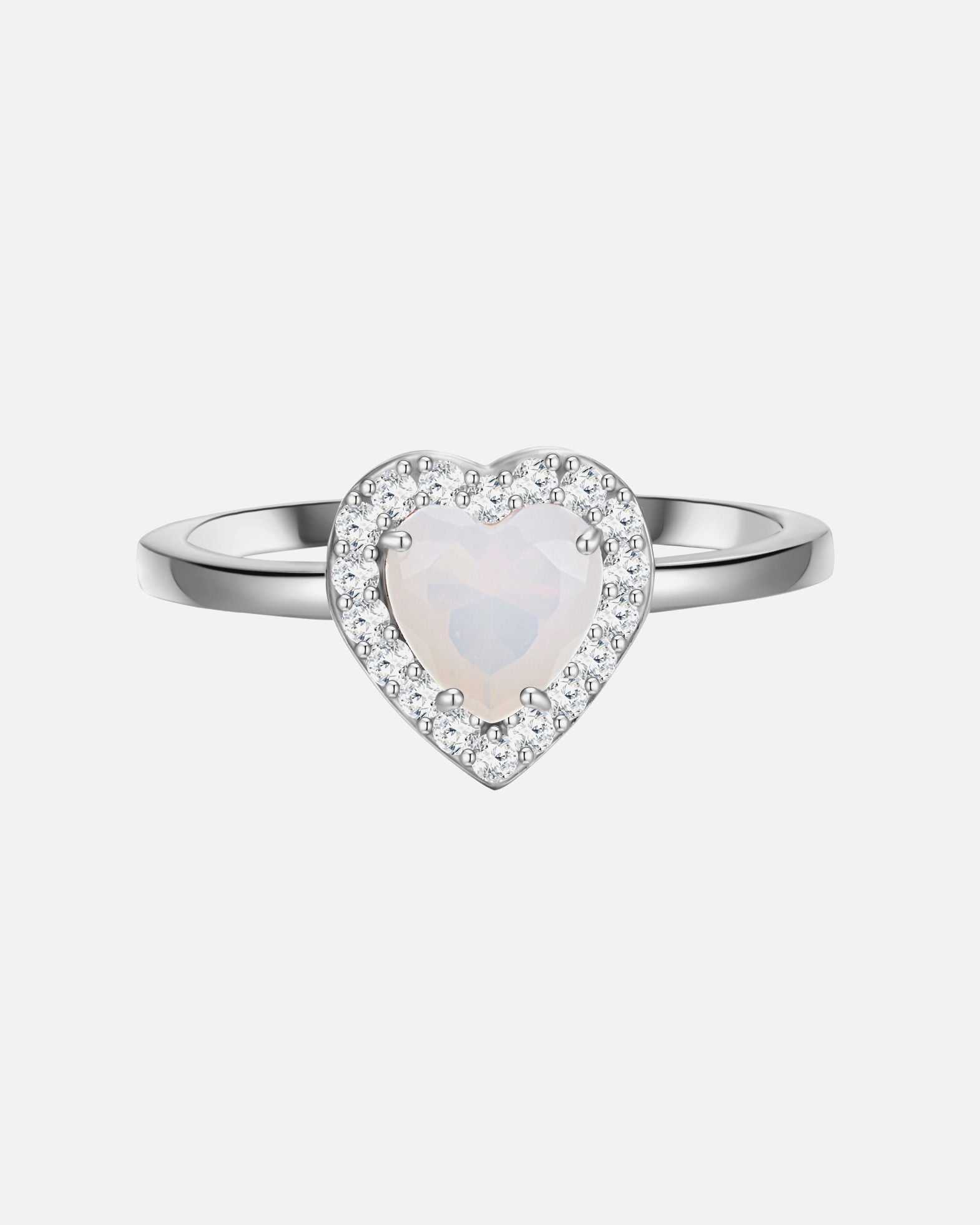 Bague pour Femme Glanzstücke München Bague en argent Coeur Argent sterling Pierre de lune (synth.) en Argent 54