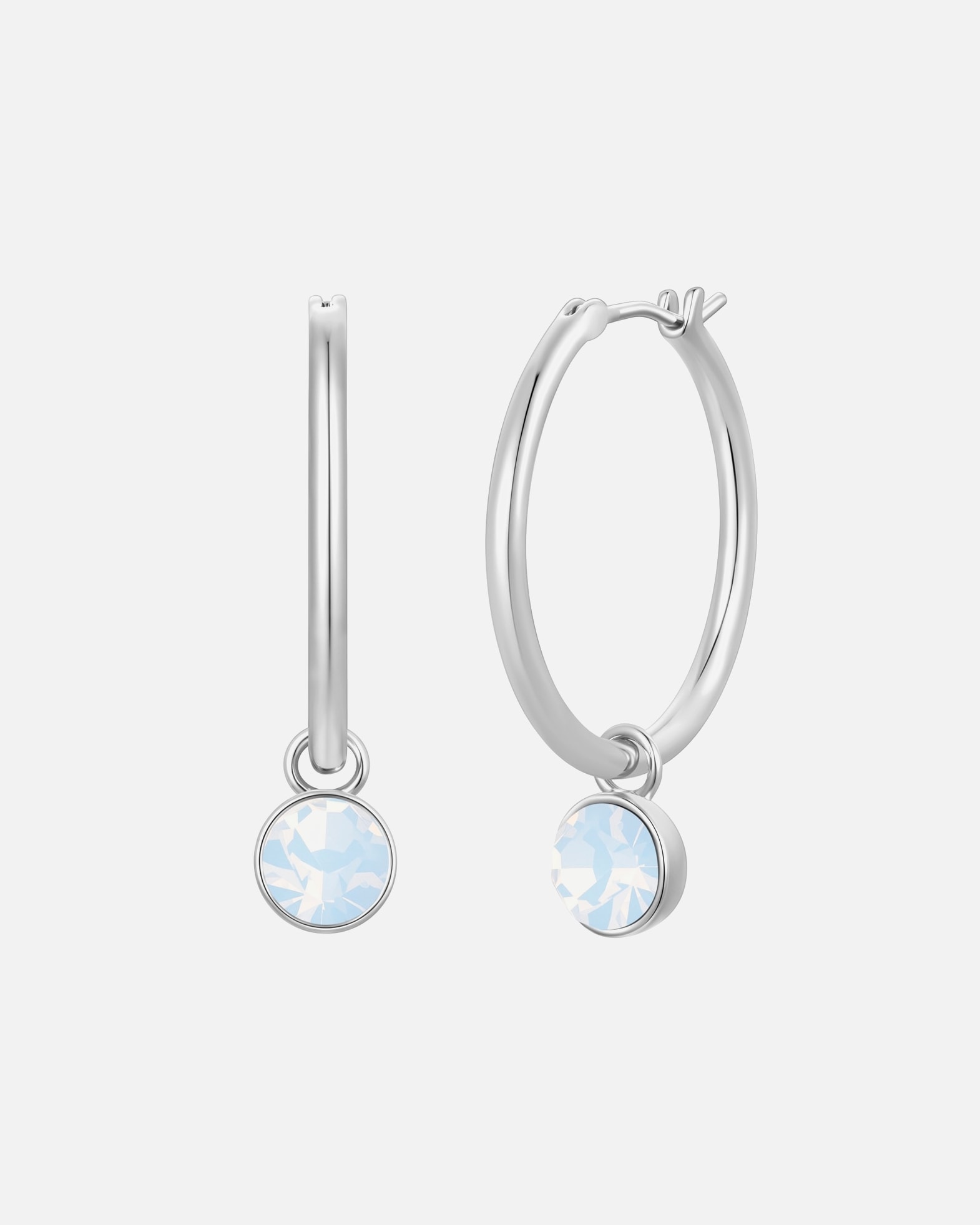 Créoles pour Femme Lulu & Jane Créoles en laiton en Argent avec Cristal 31,5 mm