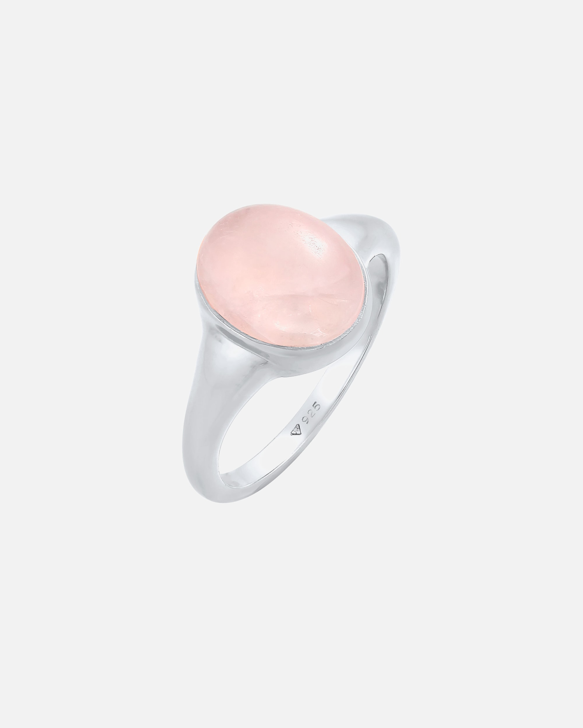 Bague pour Femme Elli Bague Signet Femme Oval Trend Chunky avec Quartz Rose en Argent Sterling 925 plaqué Or 56