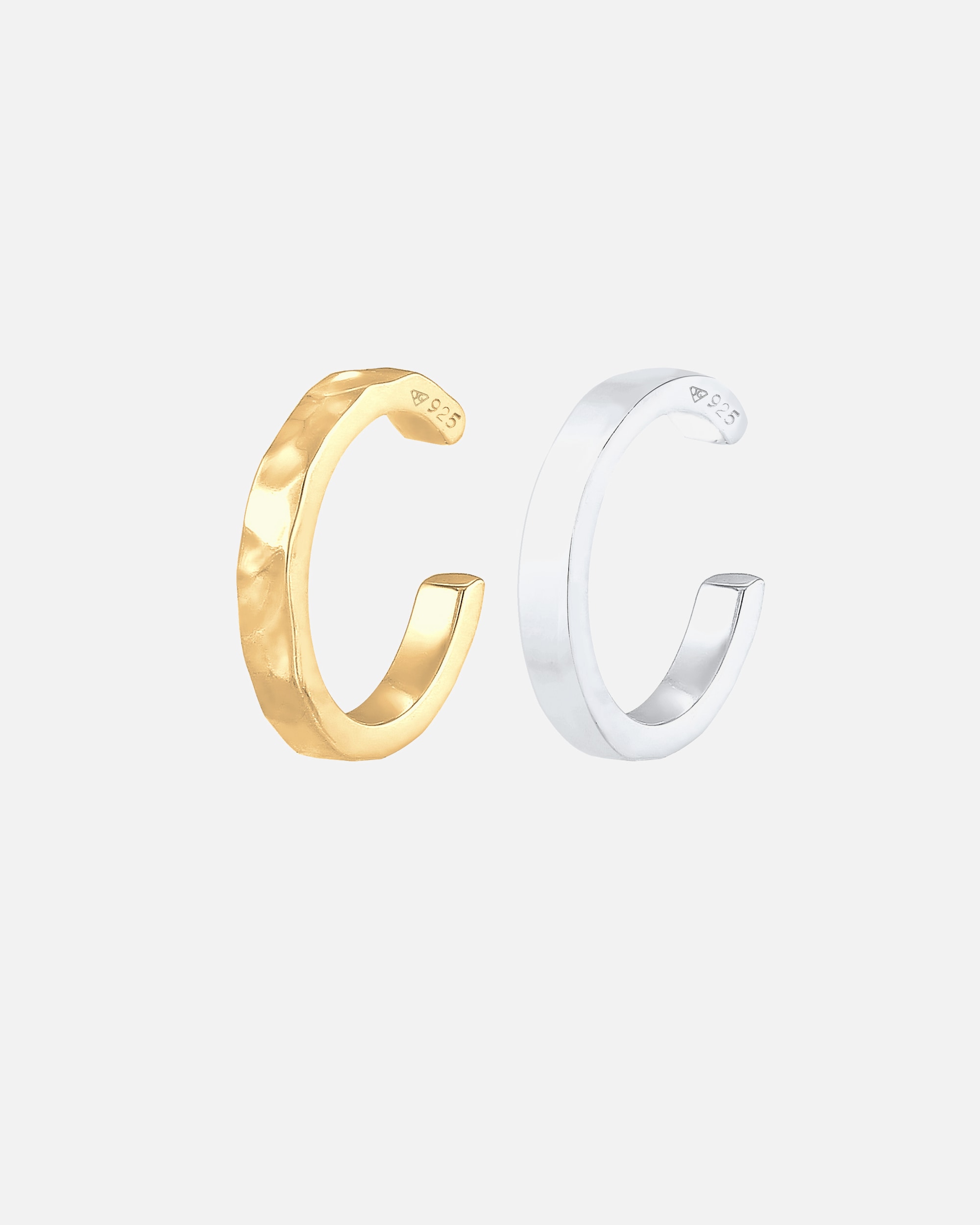 Boucles d'oreilles Ear Cuff pour Femme Elli Pince Earcuff, set de 2, look géo organique, Argent 925 coloré