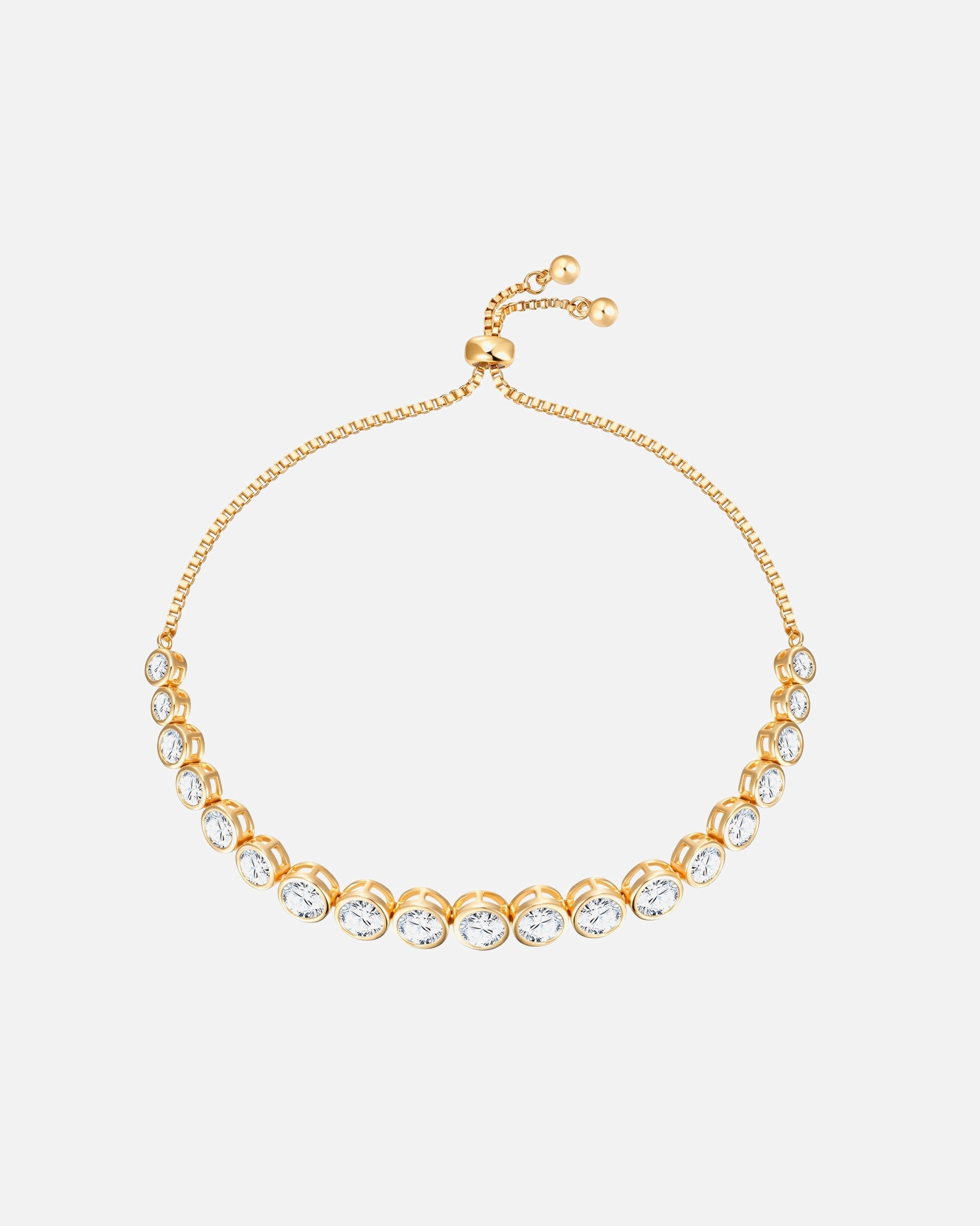 Bracelet pour Femme Lulu & Jane Bracelet en laiton en Or avec Zircon 24,0 cm, flexibel einstellbar