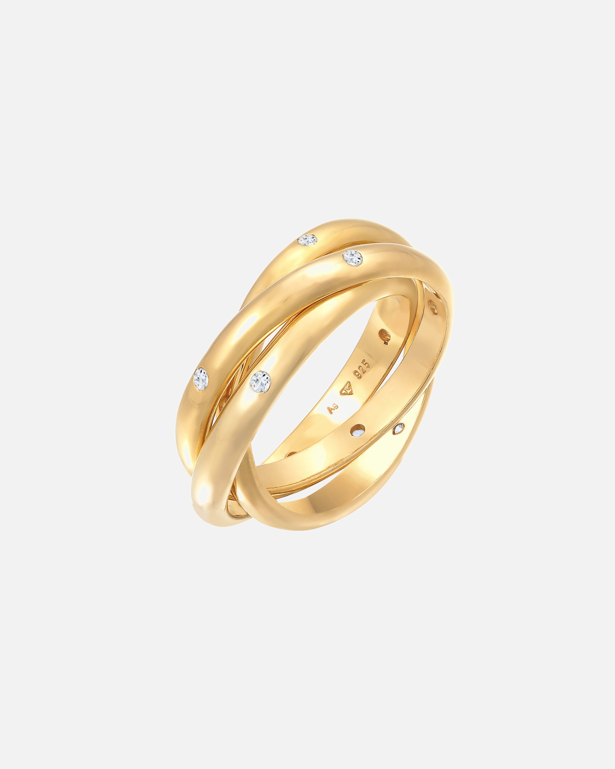 Bague pour Femme Elli PREMIUM Wickelring Trio Basic Zirkonia 925 Silber 52
