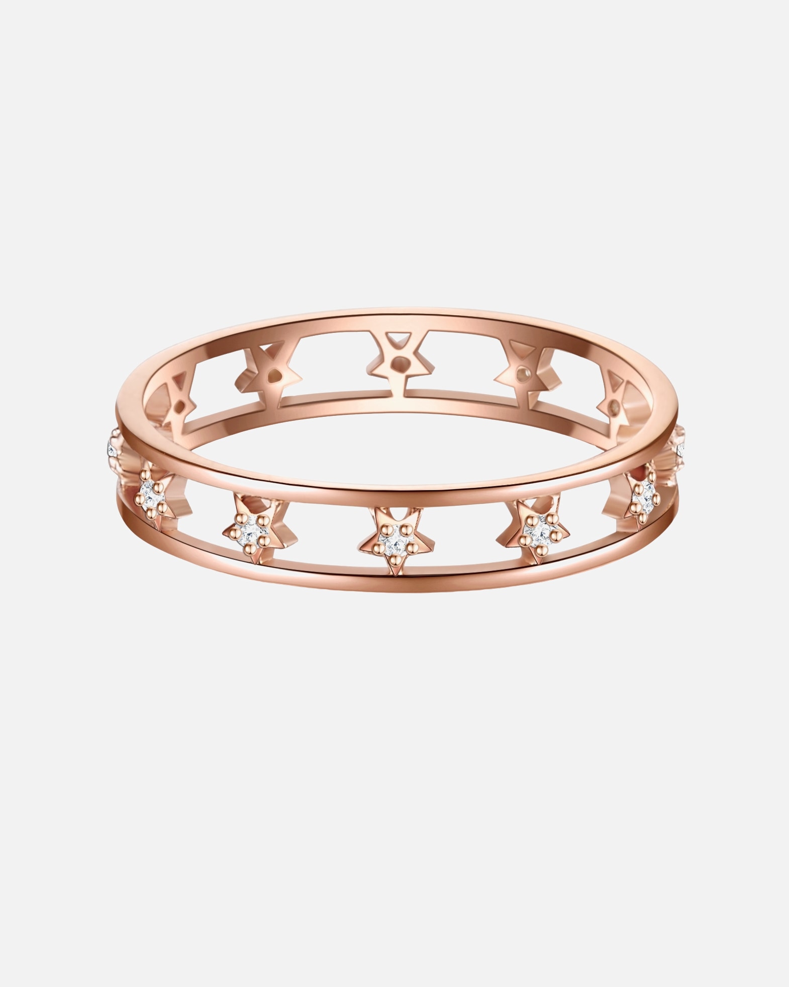Bague pour Femme Glanzstücke München Bague en argent Étoiles Argent sterling Oxyde de zirconium (CZ) en Or rose 48