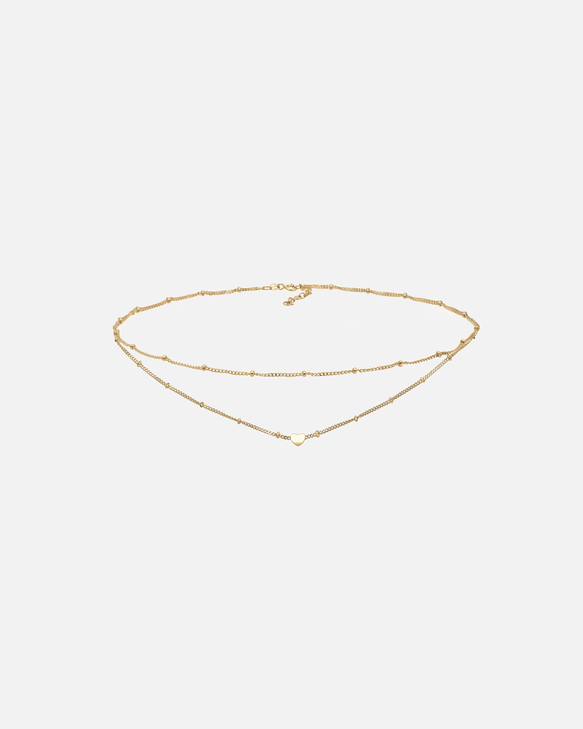 Collier pour Femme choker couches look chaîne à boules cœur Tendance 925 Argent goldfarben