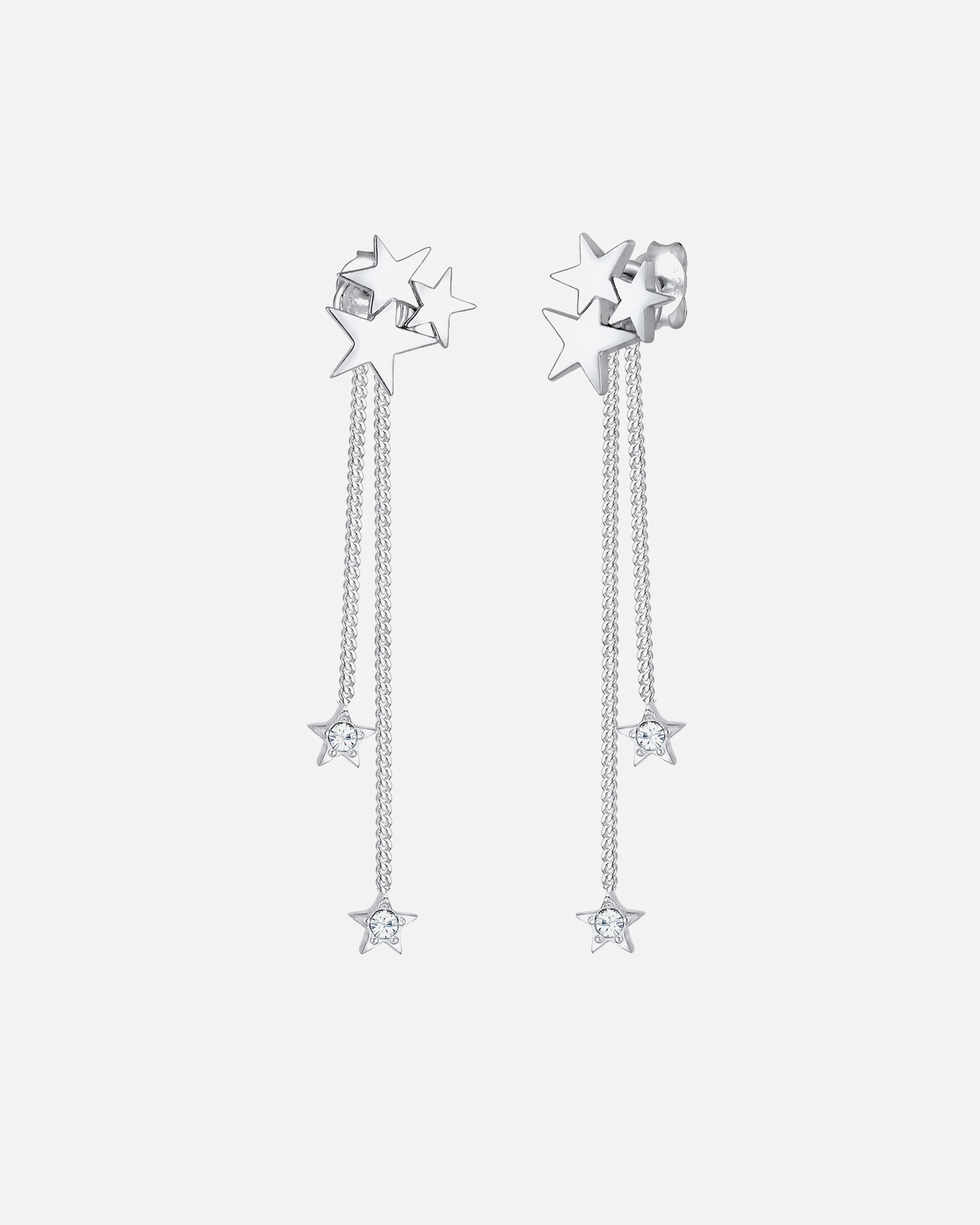 Boucles d'oreilles pour Femme Elli PREMIUM Femmes chaînes étoiles Astro avec cristaux en argent sterling 925 silberfarben
