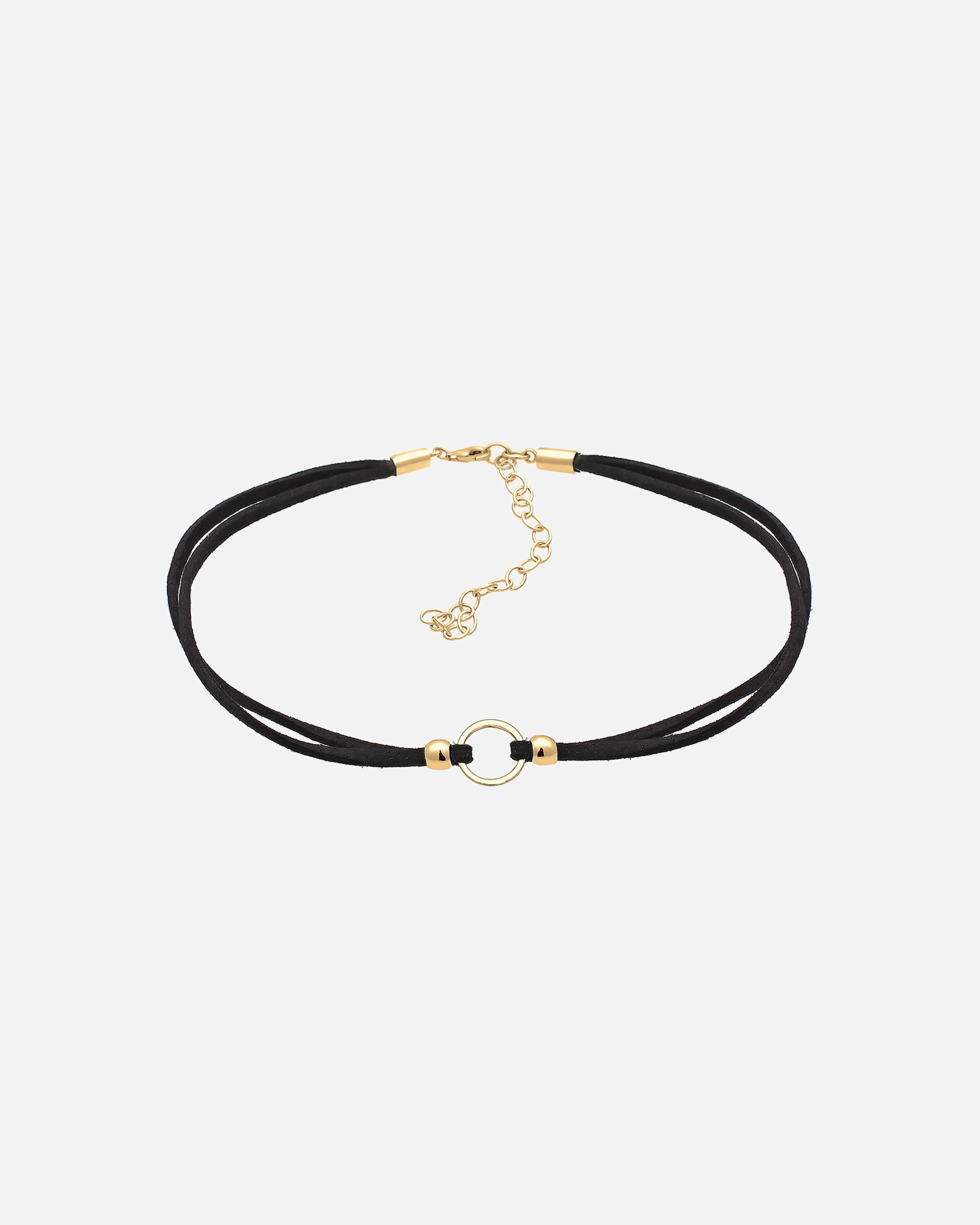 Collier pour Femme Elli Femmes Choker Tendance Cercle avec Cuir Velours Noir en Argent Sterling 925 goldfarben