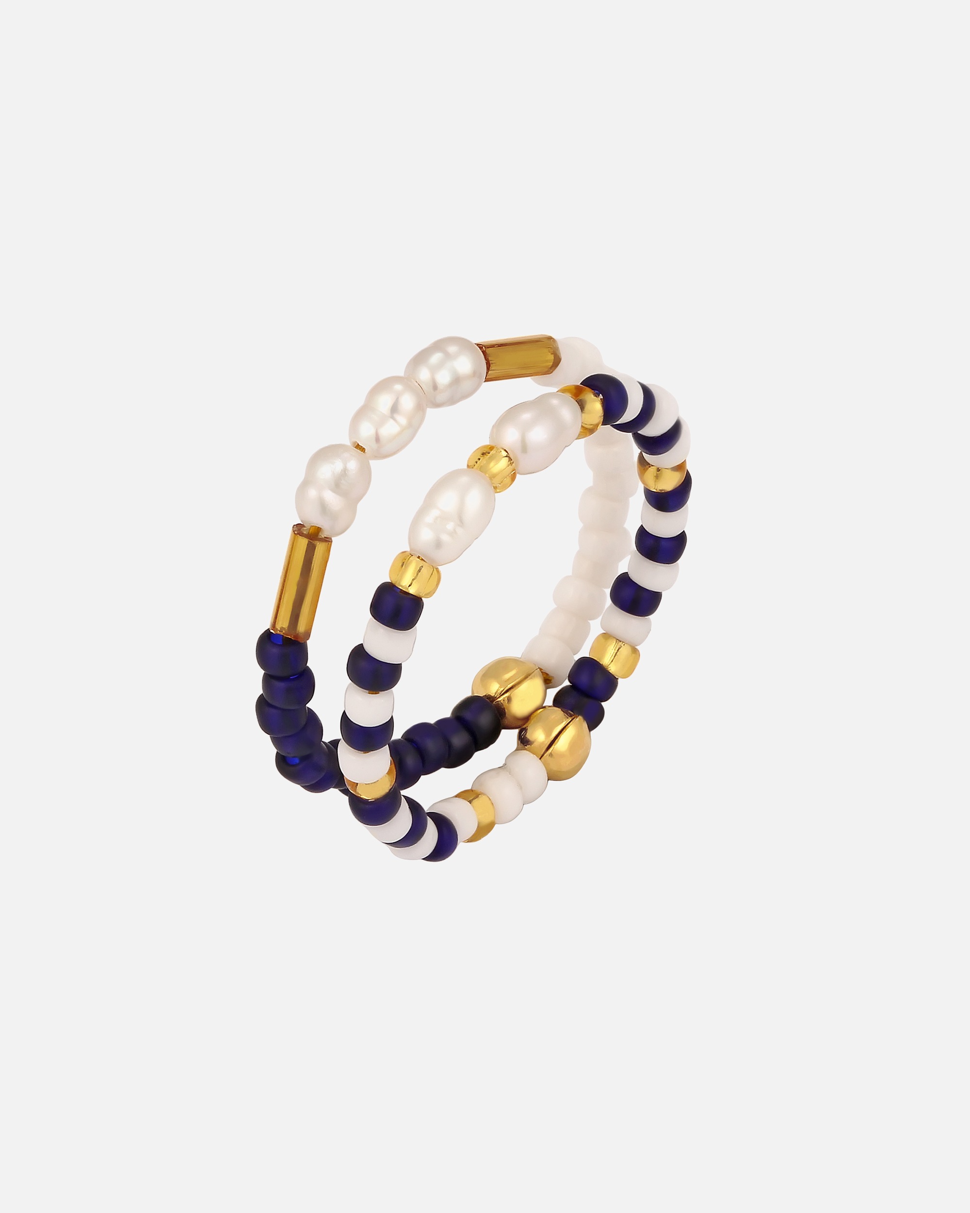 Bague pour Femme Bague Perles Cultured Freshwater Pearls Blanc 925 Sterling Silver Gold-plated 56