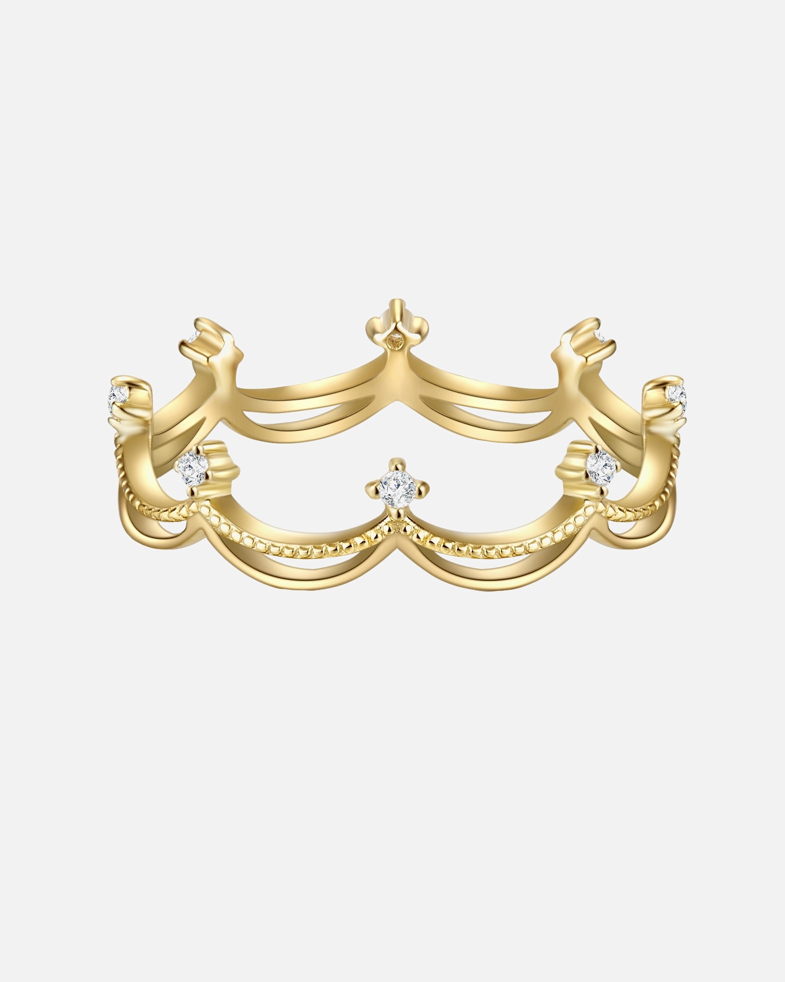 Bague pour Femme Glanzstücke München Bague en argent Couronne Argent sterling Oxyde de zirconium (CZ) en Or jaune 50