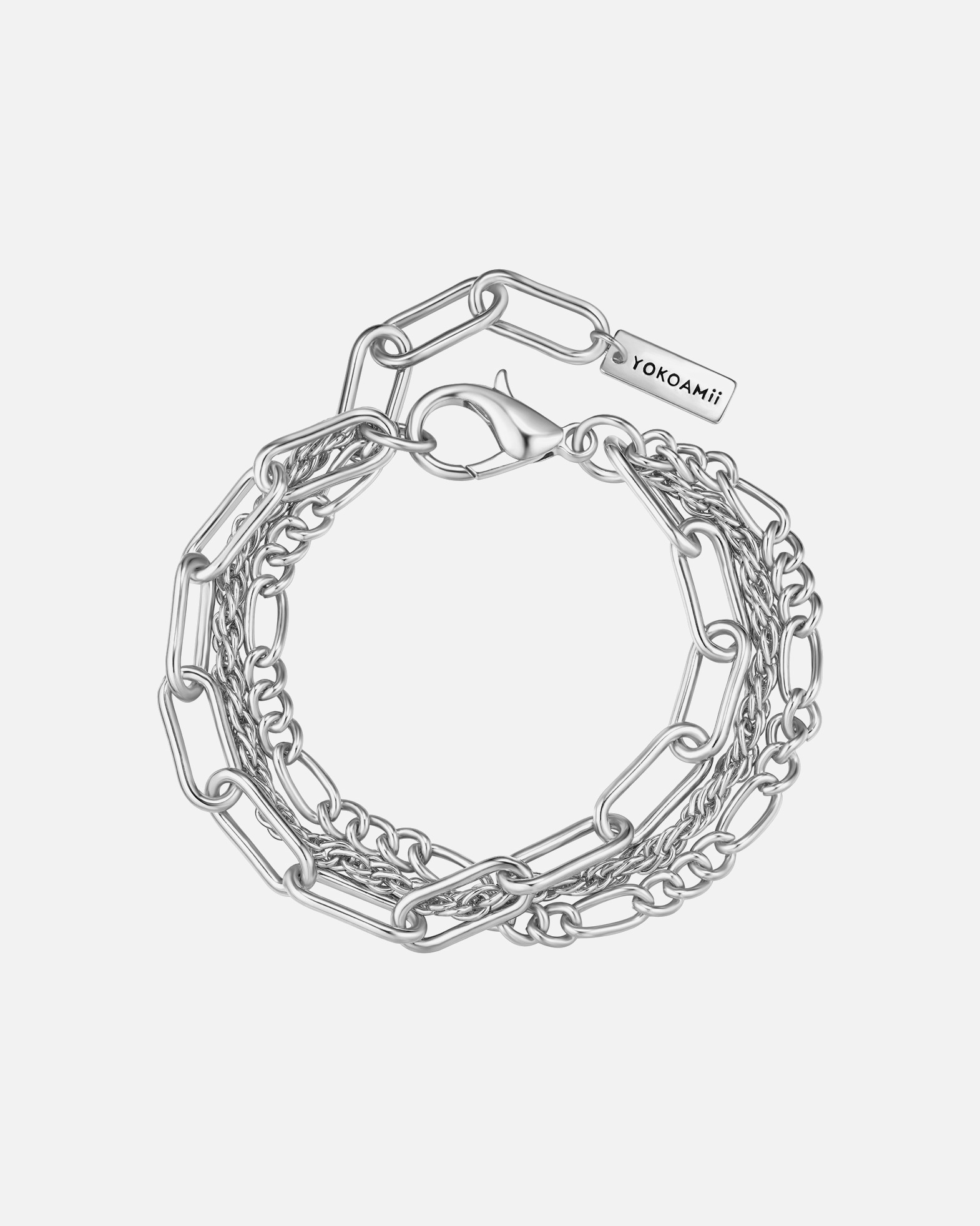 Bracelet pour Femme Yokoamii Bracelet en Alliage de Métal argenté Longueur de base 19,0 + rallonge 3,0 cm