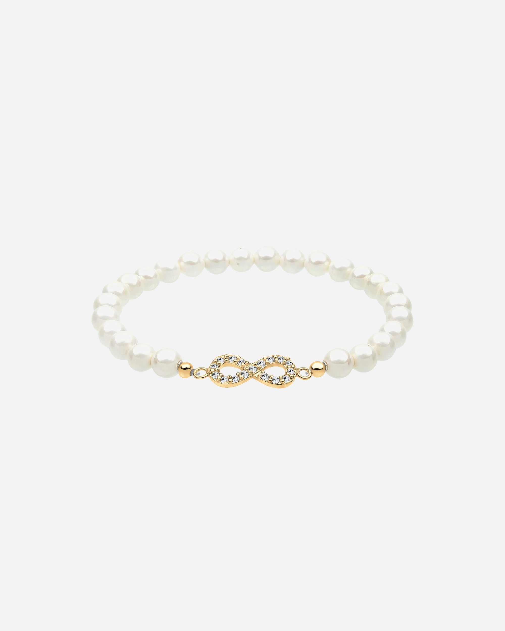 Bracelet pour Femme Elli Femmes Elegant Symbole Infinité avec Perles de Coquillage et Cristaux en Argent Sterling 925 goldfarben