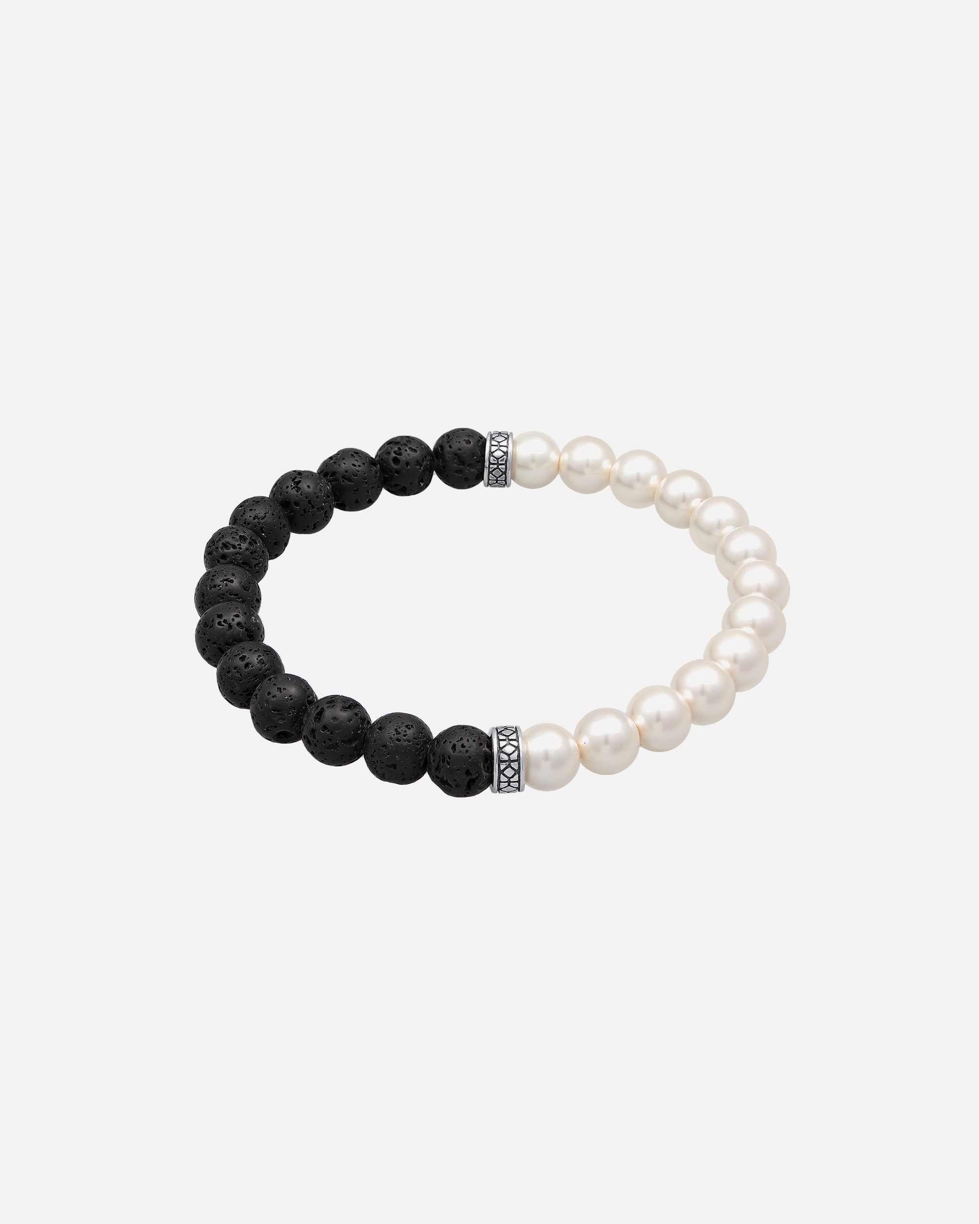 Bracelet pour Homme KUZZOI Lava Perlen Bead Steinarmband 925 Silber 19
