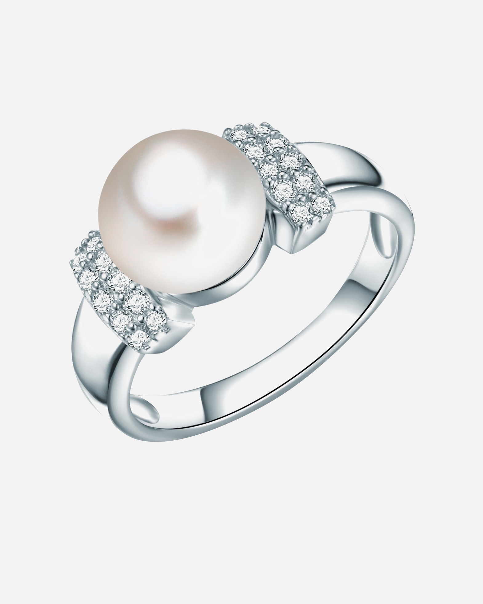 Bague pour Femme Valero Pearls Bague avec perle Argent sterling Oxyde de zirconium (CZ) Perle de culture d'eau douce en Argent 60