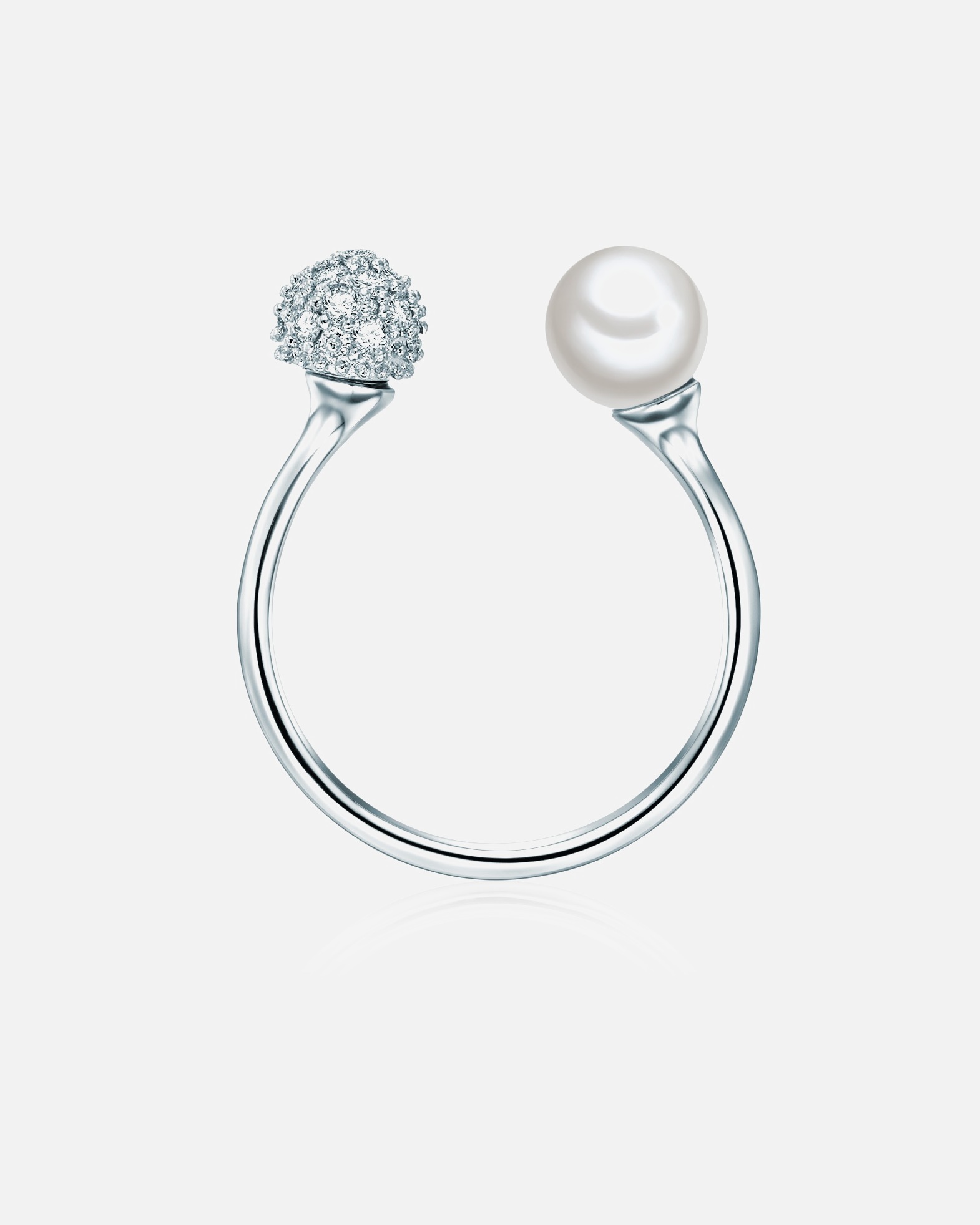 Bague pour Femme Lulu & Jane Bague avec perle Laiton Oxyde de zirconium (CZ) Perles organiques en Argent 54