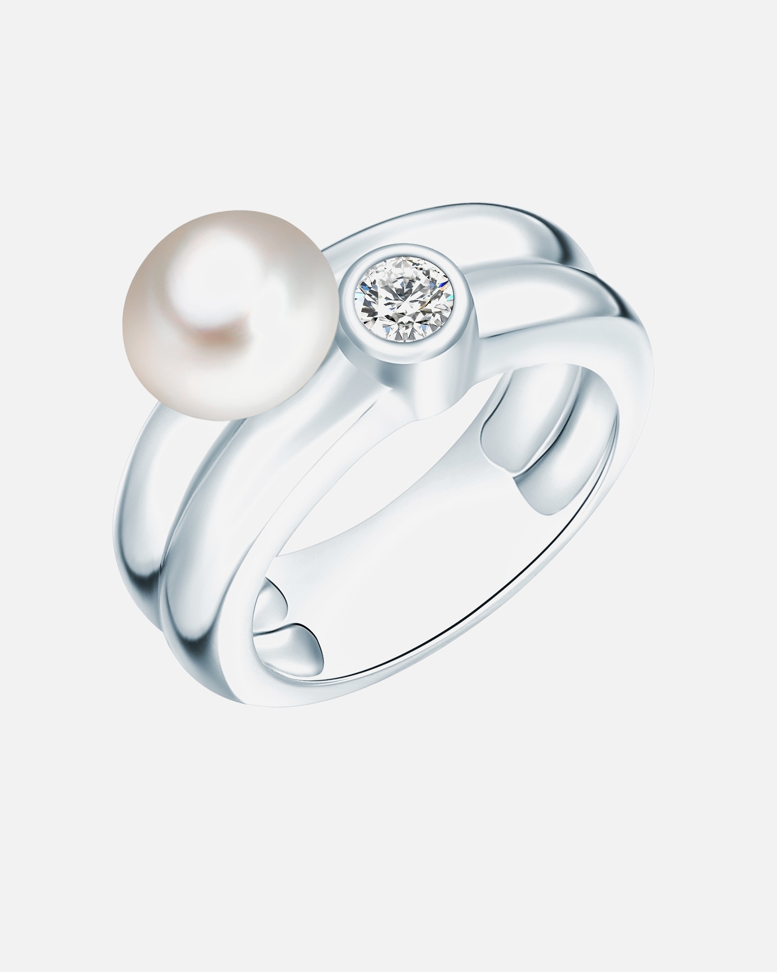 Bague pour Femme Valero Pearls Bague avec perle Argent sterling Oxyde de zirconium (CZ) Perle de culture d'eau douce en Argent 54