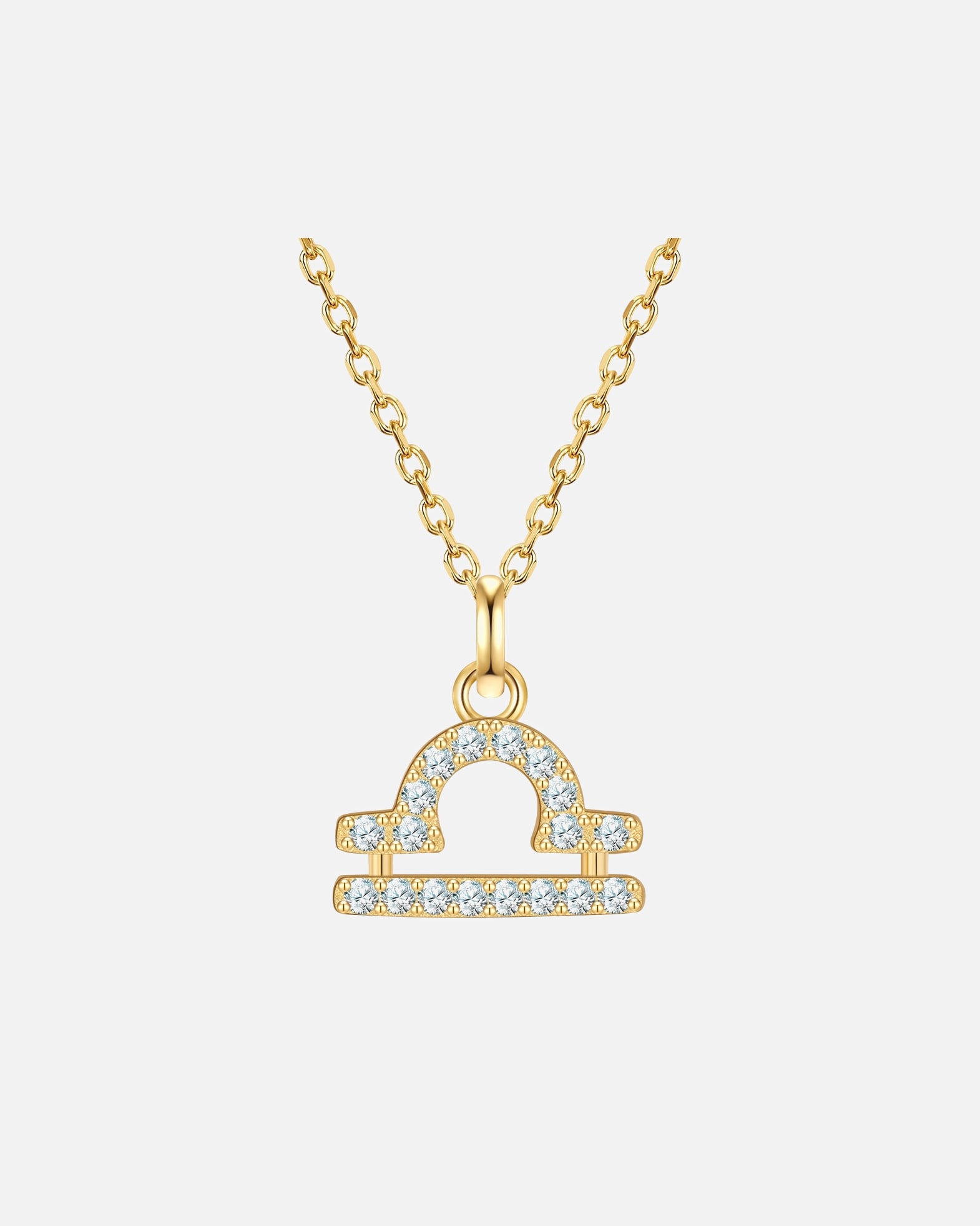 Collier pour Femme Glanzstücke München Collier Signe du Zodiaque Balance en argent sterling en or jaune avec zirconium 40,0 cm Basiskette + 5,0 cm Verlängerung