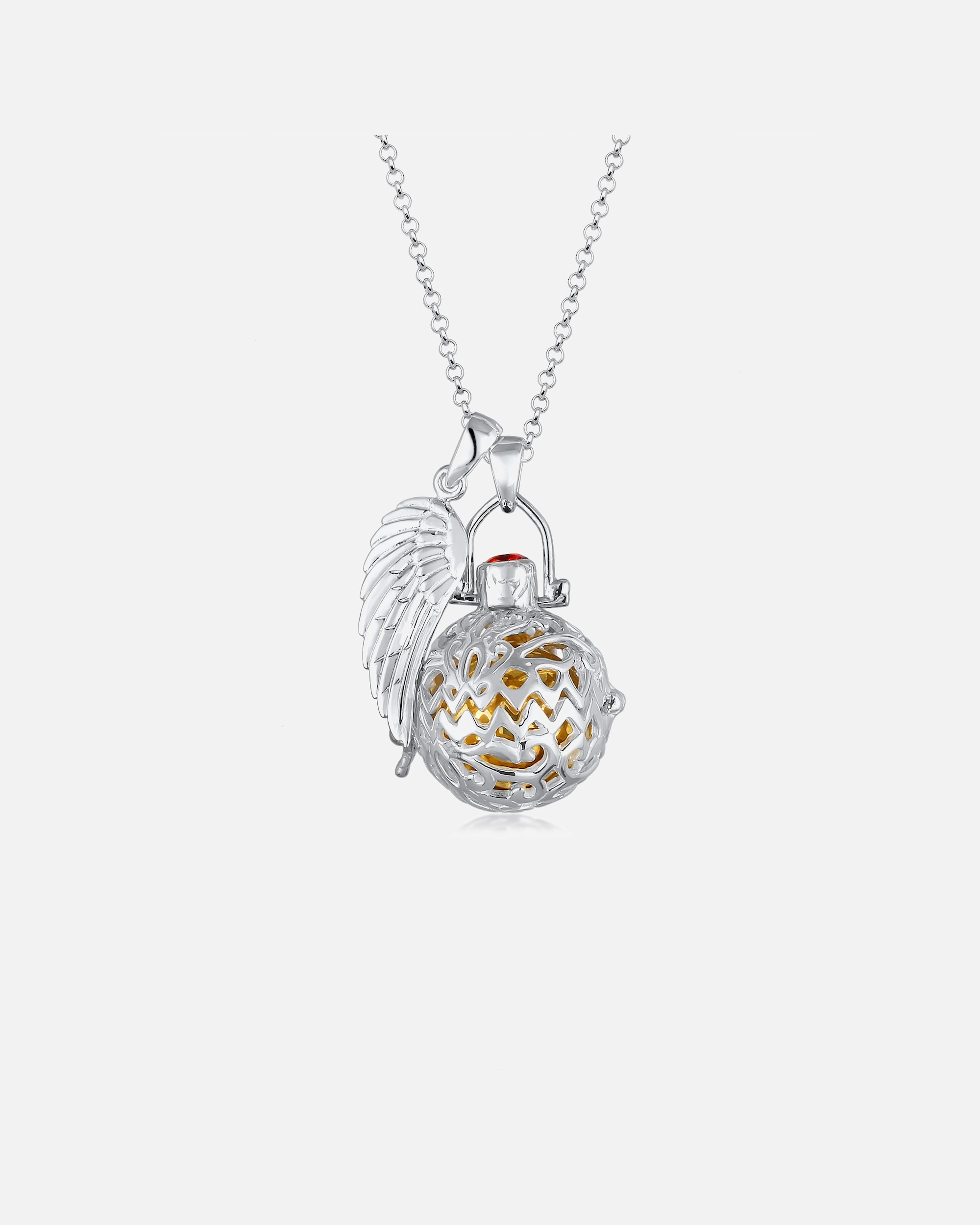 Collier pour Femme Nenalina Femmes Chuchoteurs d'anges Pendentif avec boule de cristal et ailes d'ange en argent sterling 925 80