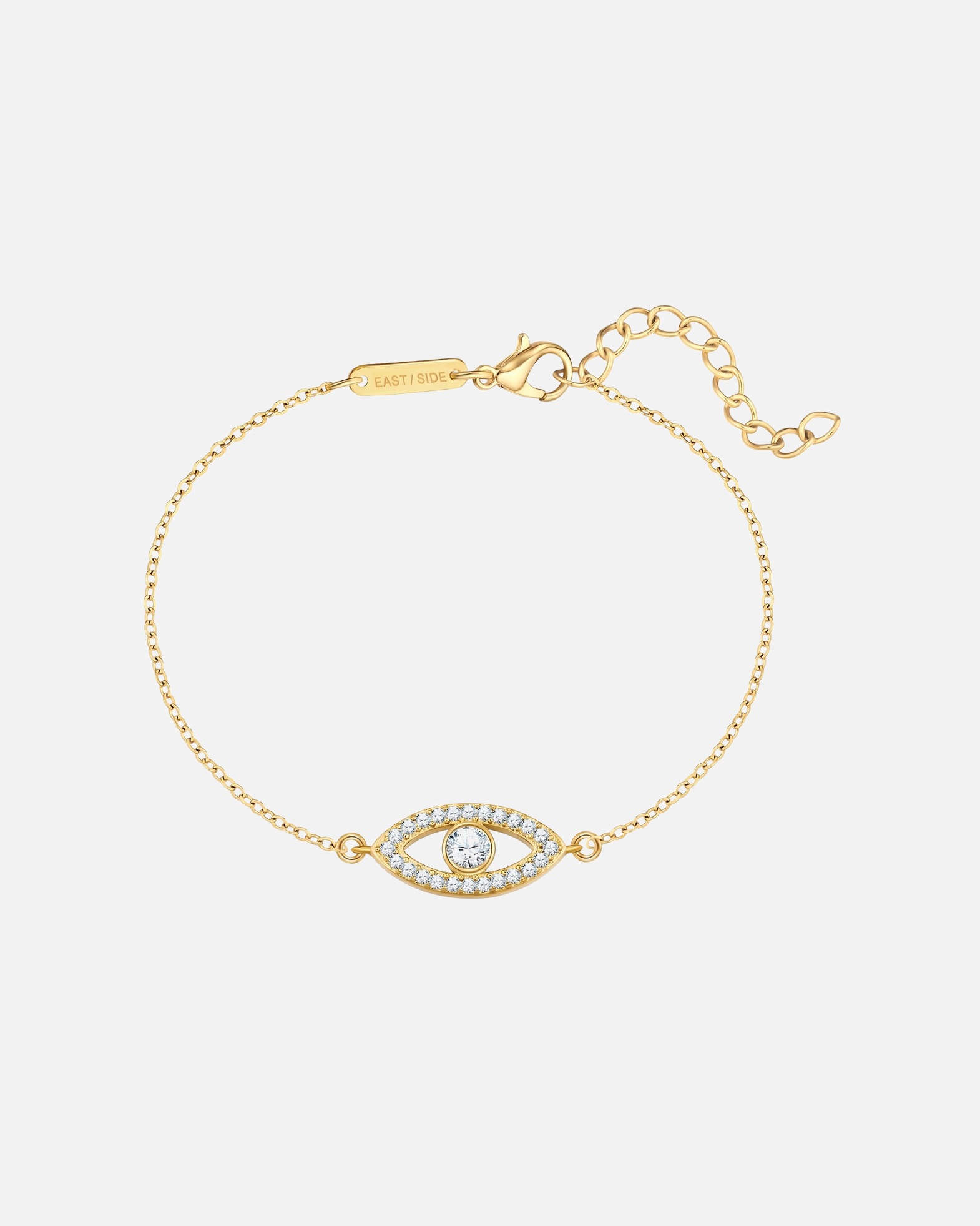 Bracelet pour Femme Eastside Bracelet Œil omniscient en Acier inoxydable en Or jaune Longueur de base 17,0 + rallonge 3,0 cm