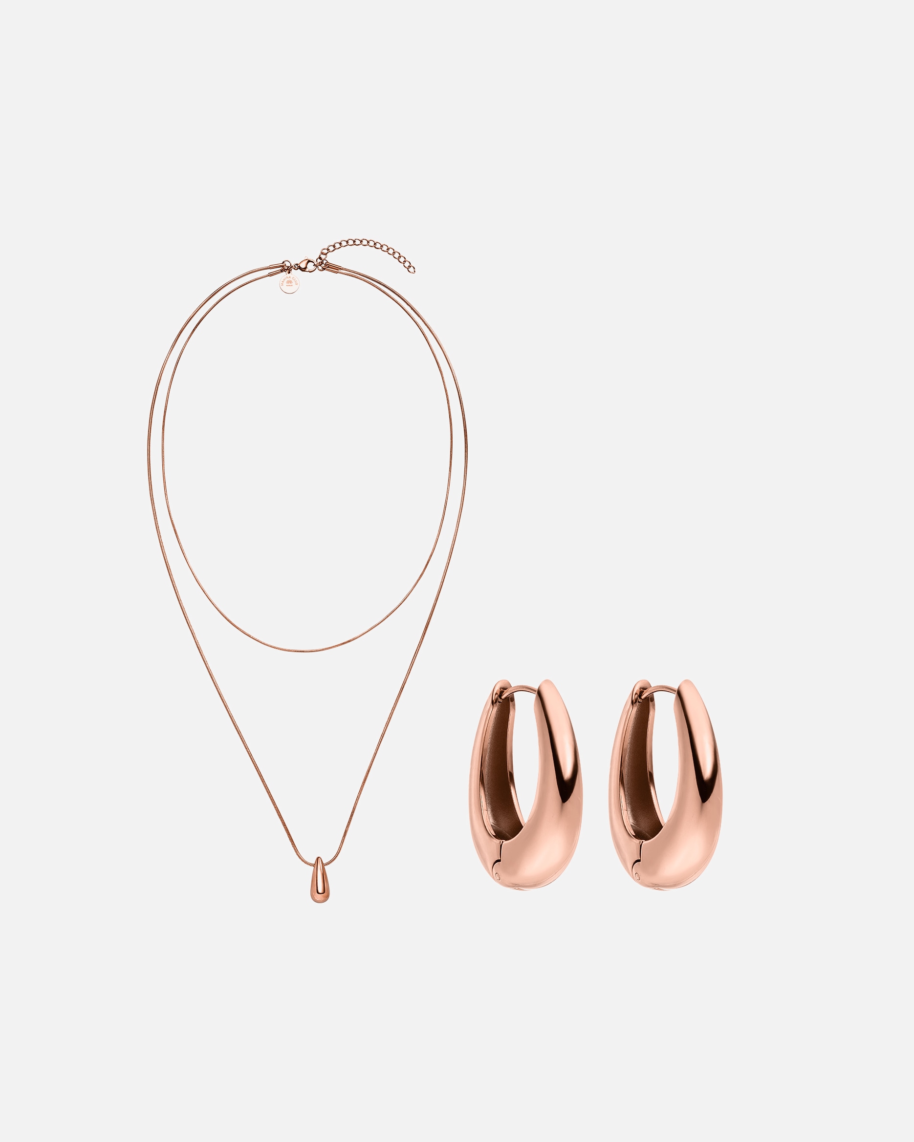 Parure de bijoux pour Unisexe Purelei Dewdrop Ensemble de bijoux 100% acier inoxydable Or Rose
