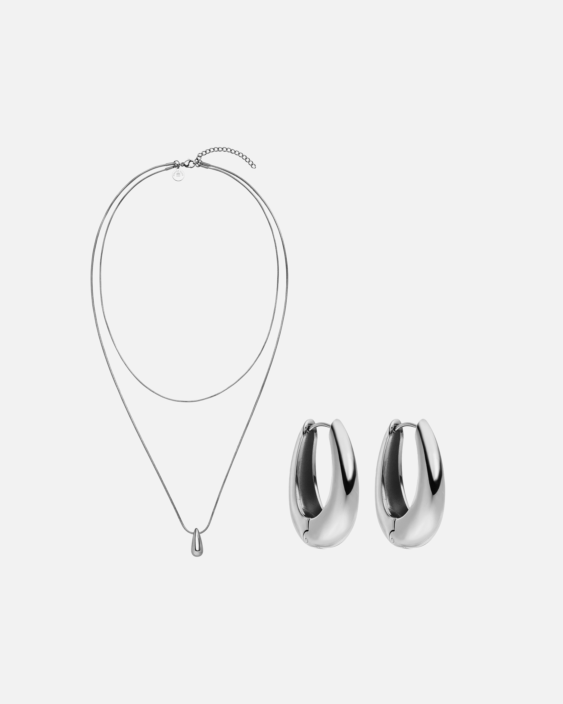 Parure de bijoux pour Unisexe Purelei Dewdrop Ensemble de bijoux 100% acier inoxydable Argent