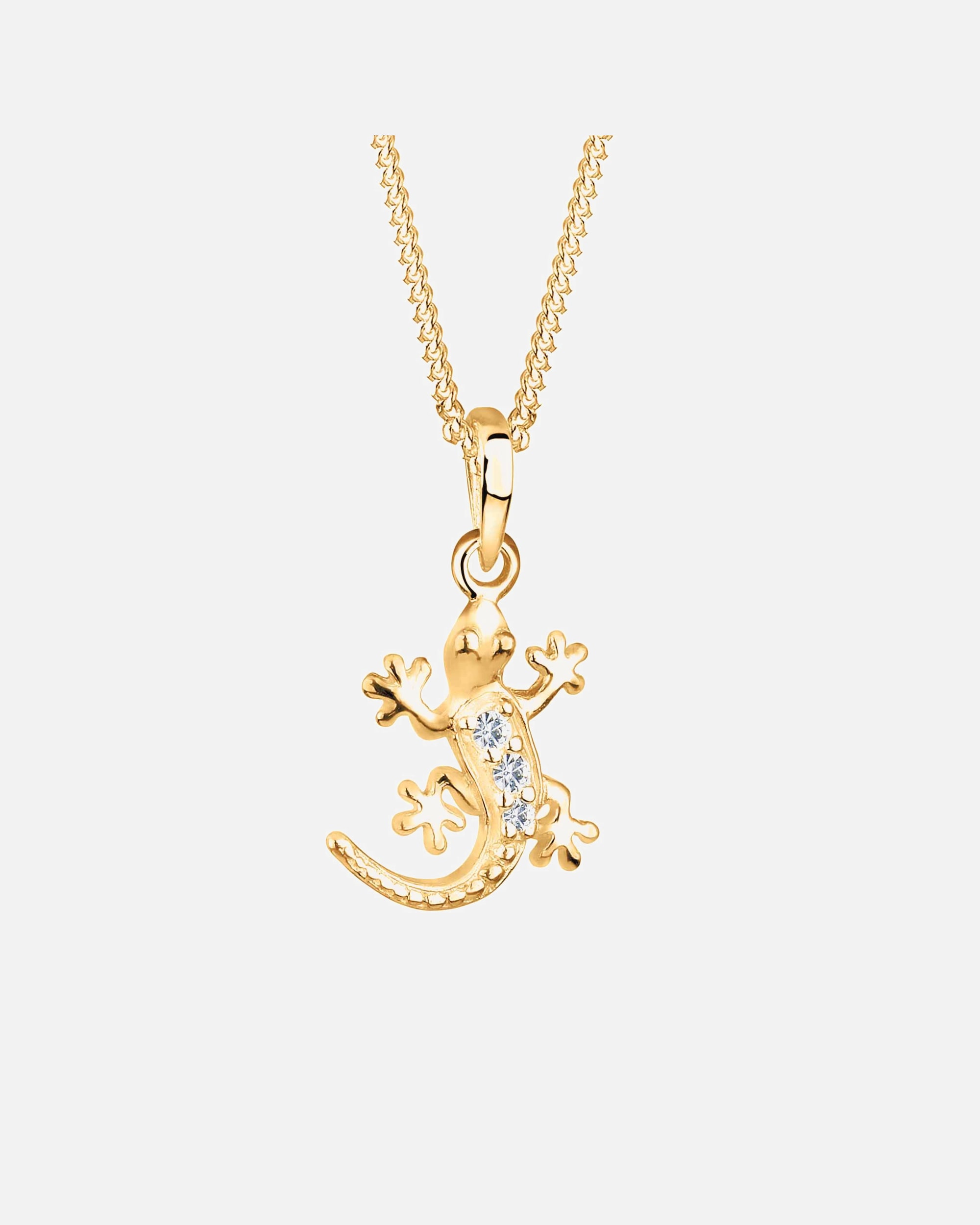 Collier pour Femme Elli Gecko lézard Cristaux Argent 925 goldfarben