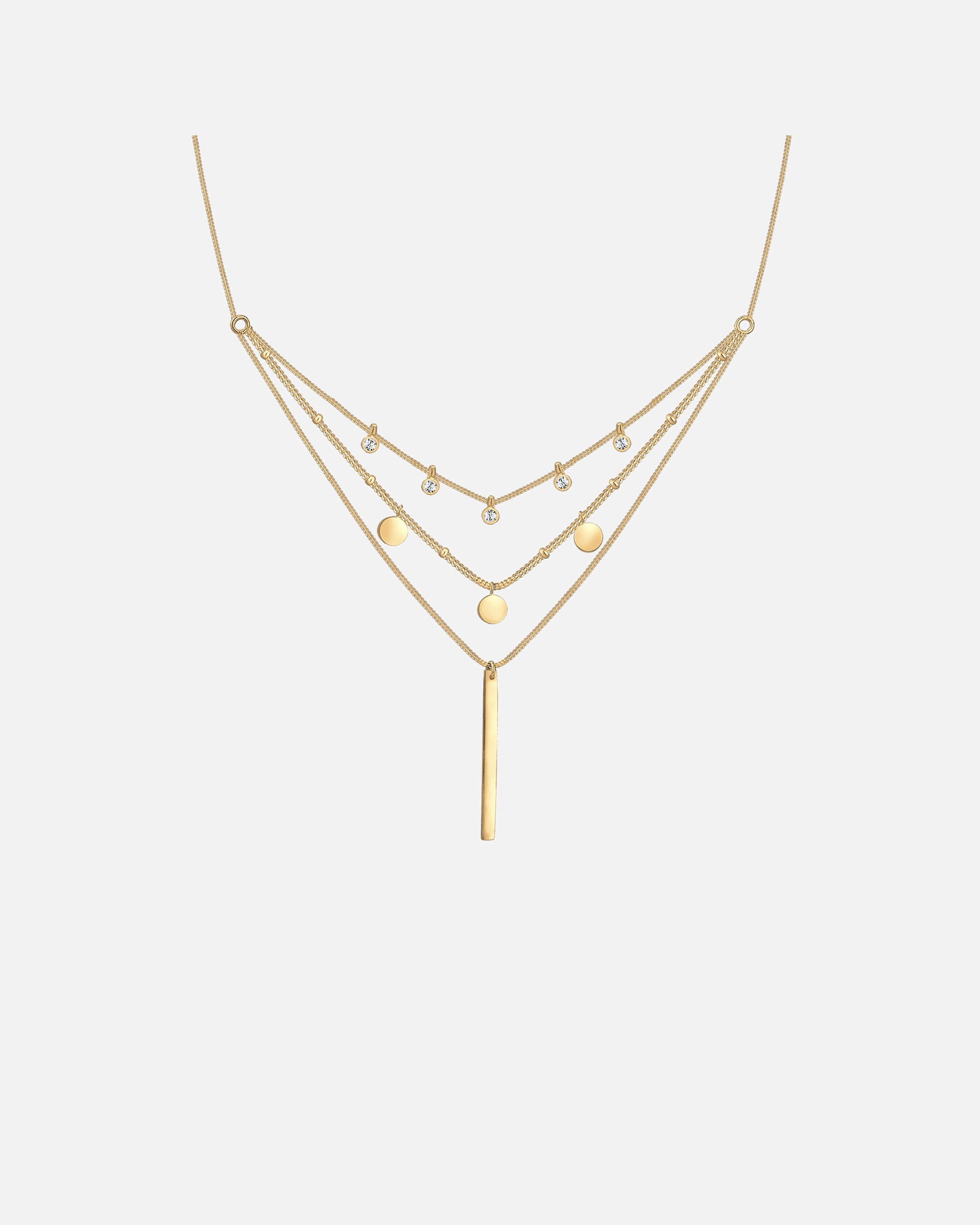 Collier pour Femme Elli Femmes Layer bâton géo avec cristaux en argent sterling 925 goldfarben