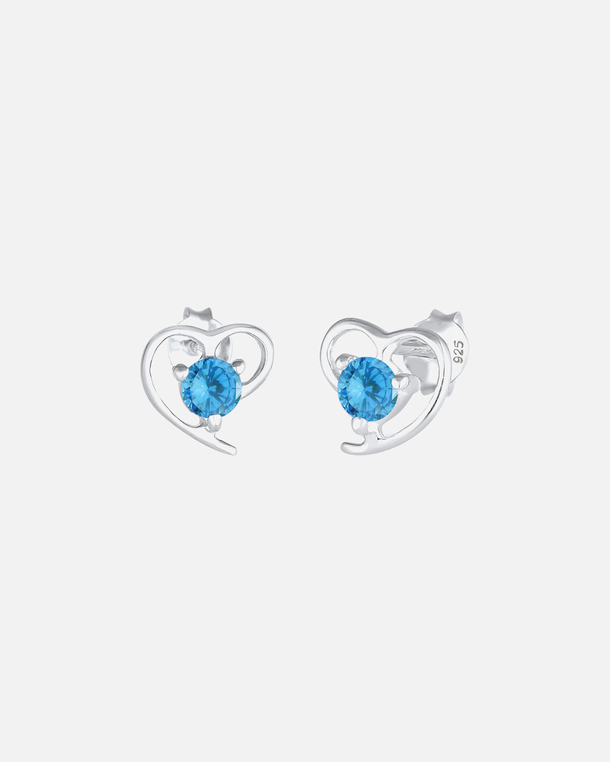 Boucles d'oreilles pour Femme Elli Femme Motif Coeur Élégant avec Cristaux de Zircone en Argent Sterling 925 Bleu clair
