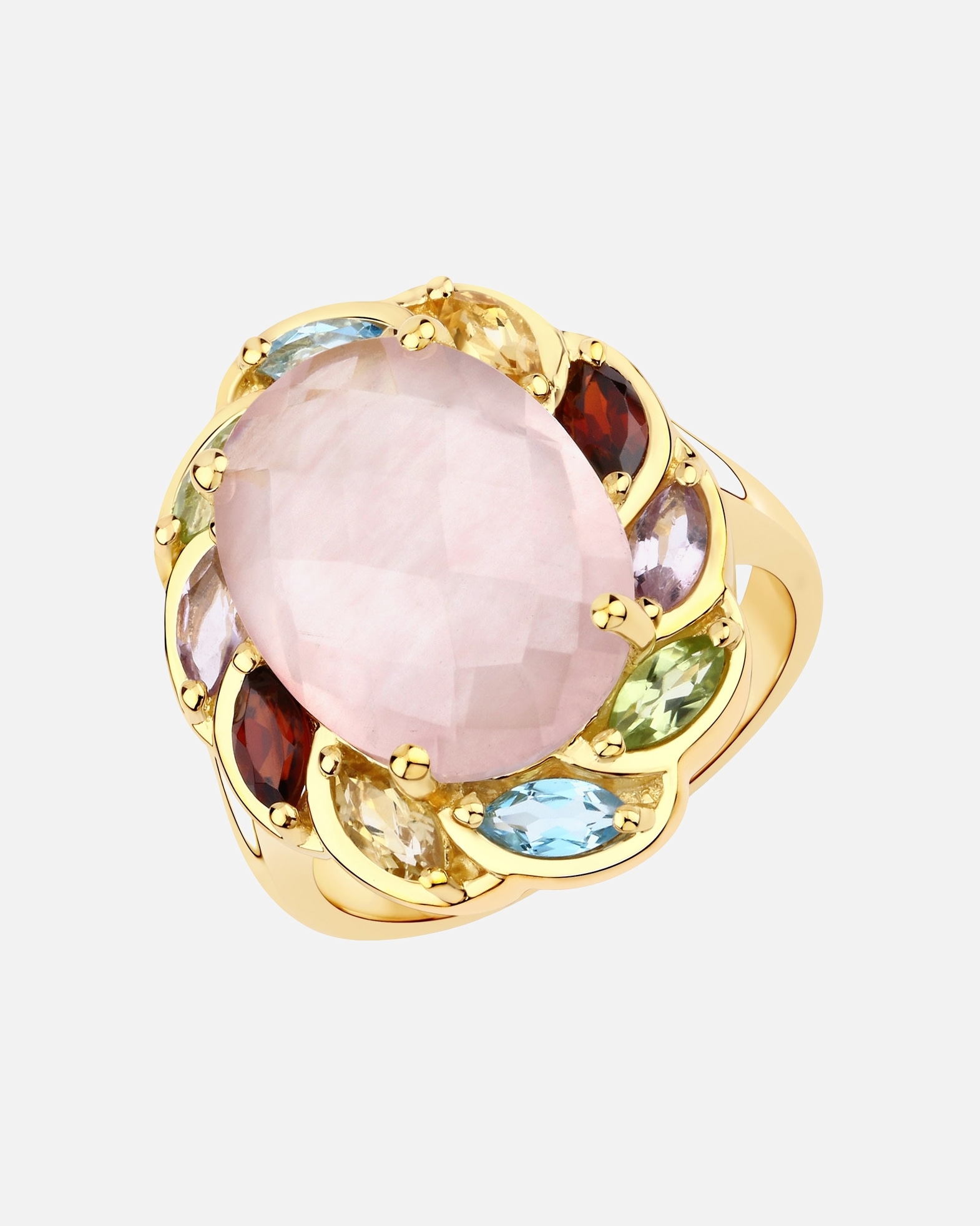 Bague pour Femme Rafaela Donata Bague Argent sterling Quartz rose en Or jaune 54