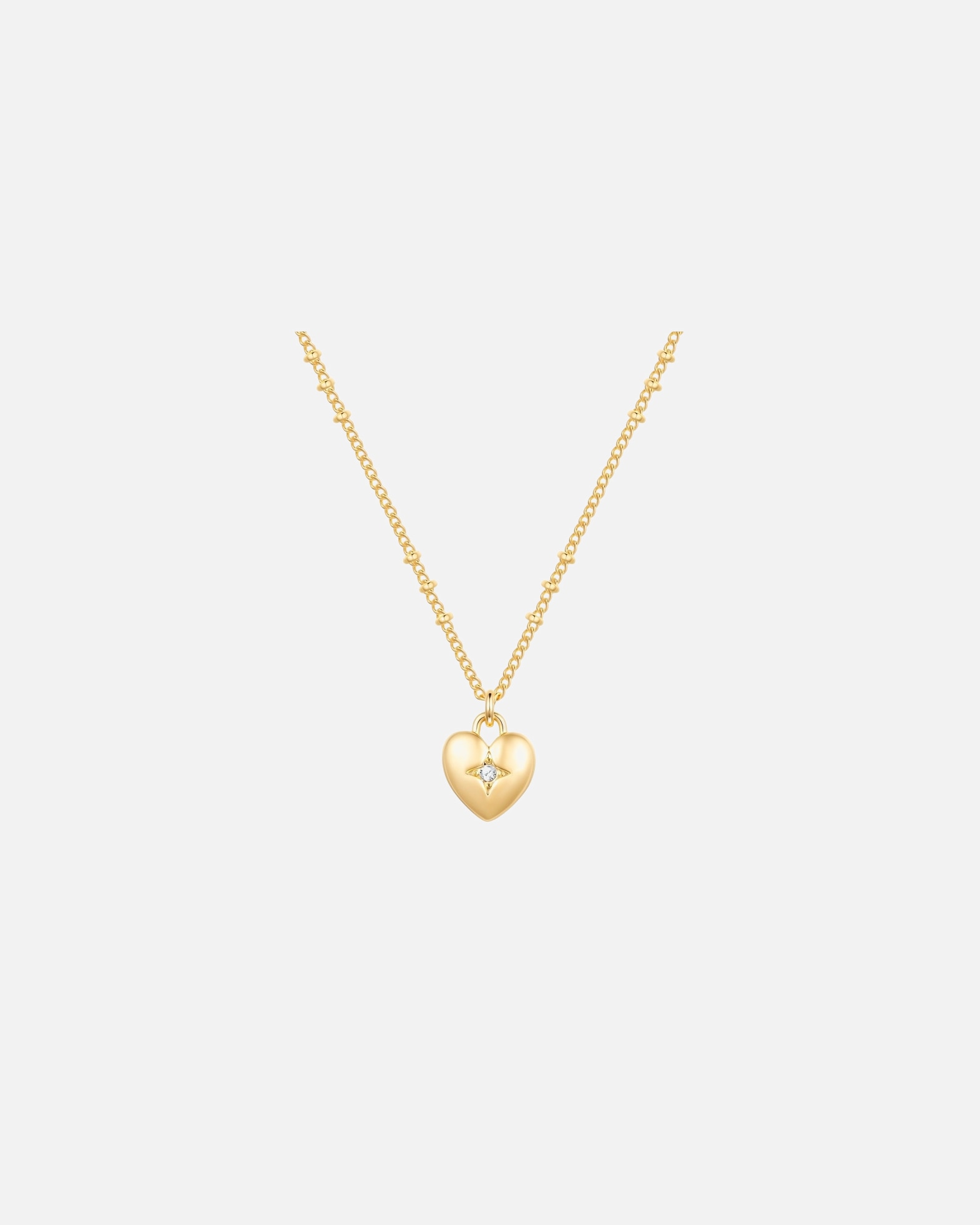 Collier pour Femme Lulu & Jane Collier Cœur en laiton en Or avec Cristal 47,0 cm Basiskette + 8,0 cm Verlängerung