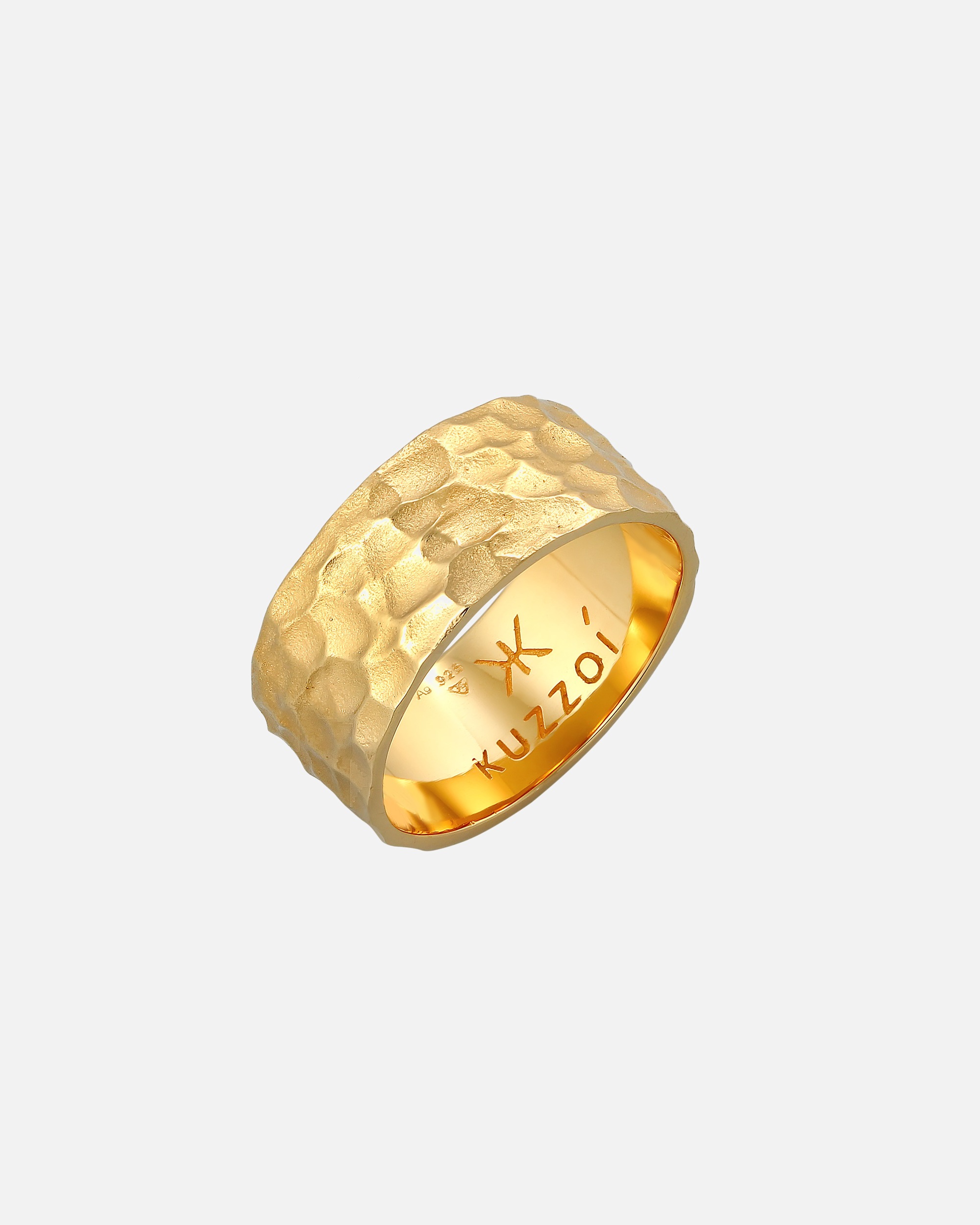 Bague pour Homme KUZZOI Bague homme martelée en Argent 925 oxydé 62