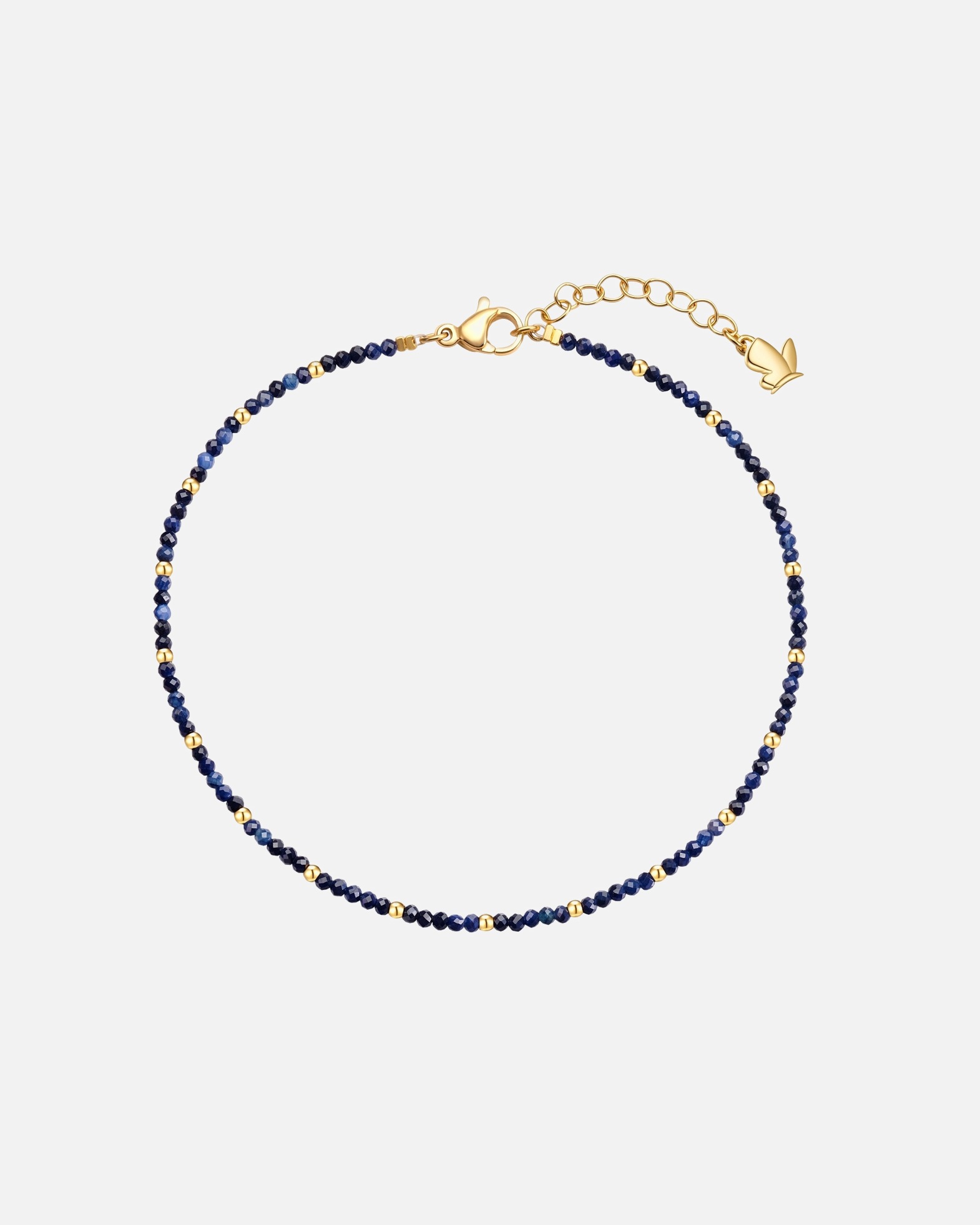 Bijoux pour Femme Glanzstücke München Chevillière en pierres précieuses en acier inoxydable en doré avec saphir 22,0 cm Basislänge + 3,0 cm Verlängerung