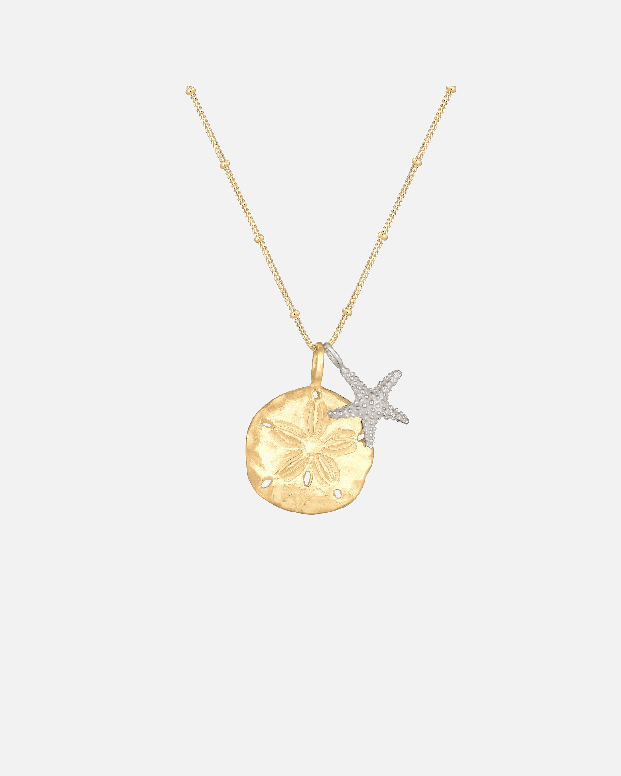 Collier pour Femme Elli Femme Pendentif l'Étoile de Mer et Fleurs Assiette en Argent Sterling 925 Bicolore