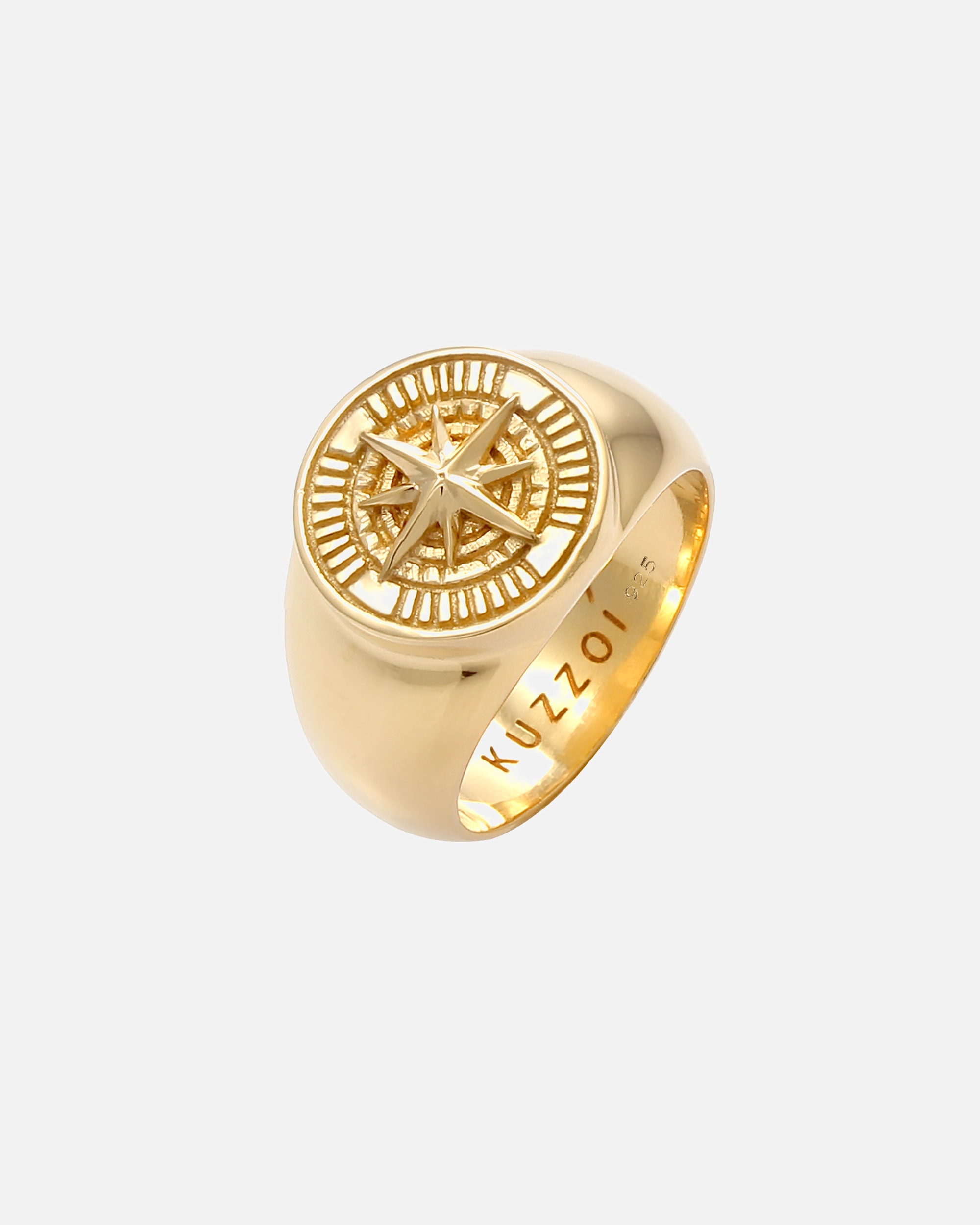 Bague pour Homme KUZZOI Bague Sceau homme boussole oxydée Argent 925 60
