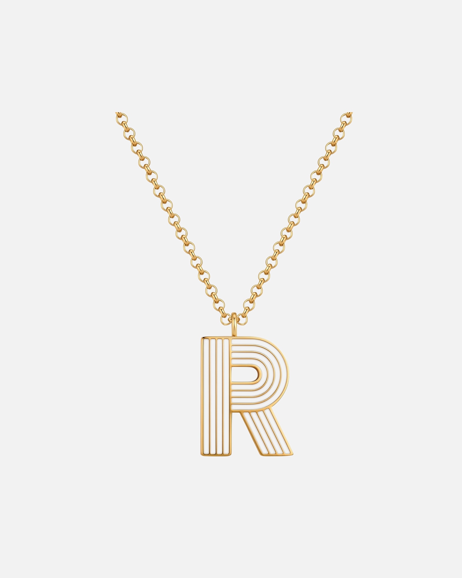 Collier pour Femme Glanzstücke München Collier Lettre R en Acier Inoxydable en Doré 40,0 cm Basiskette + 5,0 cm Verlängerung
