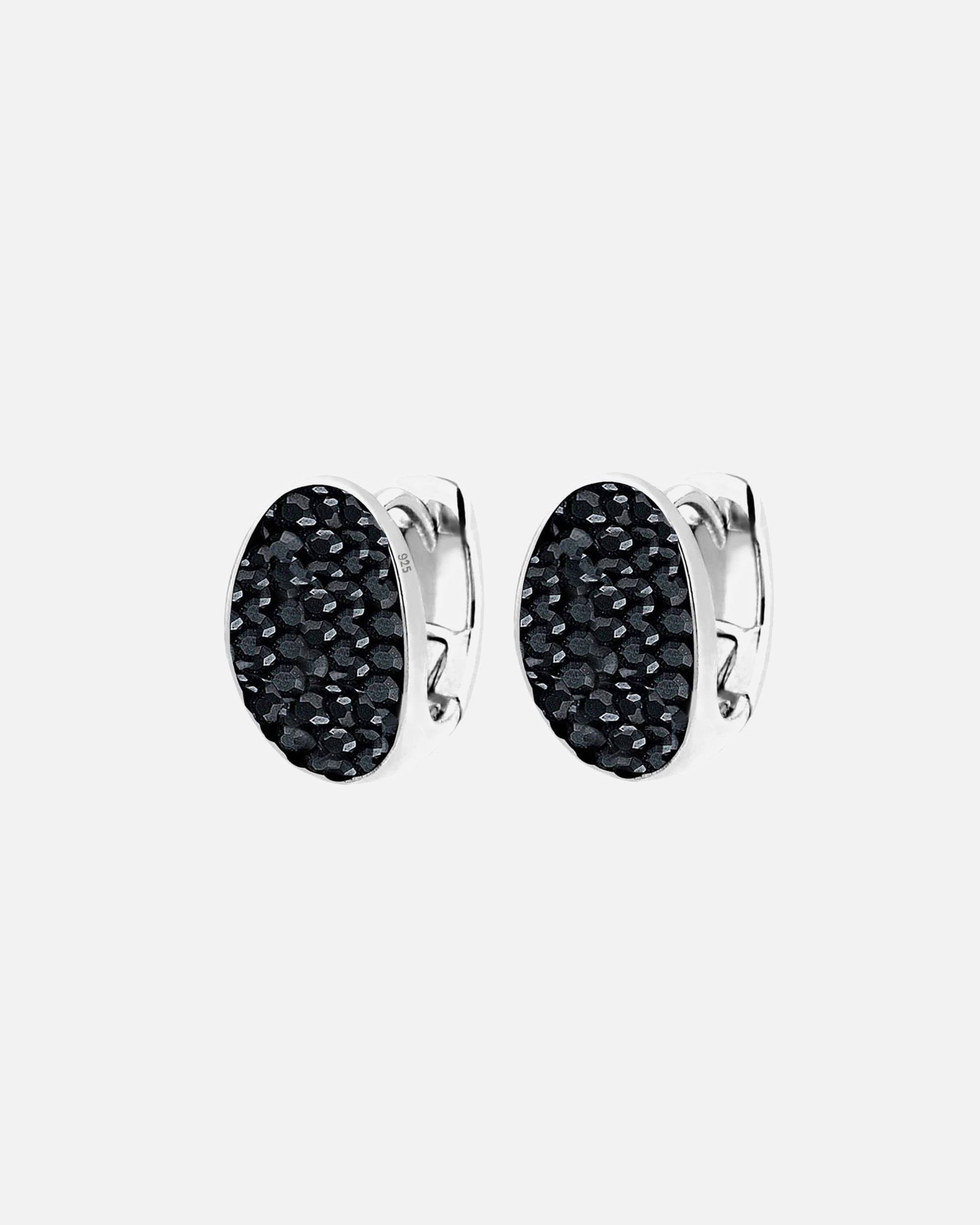 Boucles d'oreilles pour Femme Elli Créoles Cristaux noir Argent 925 Noir