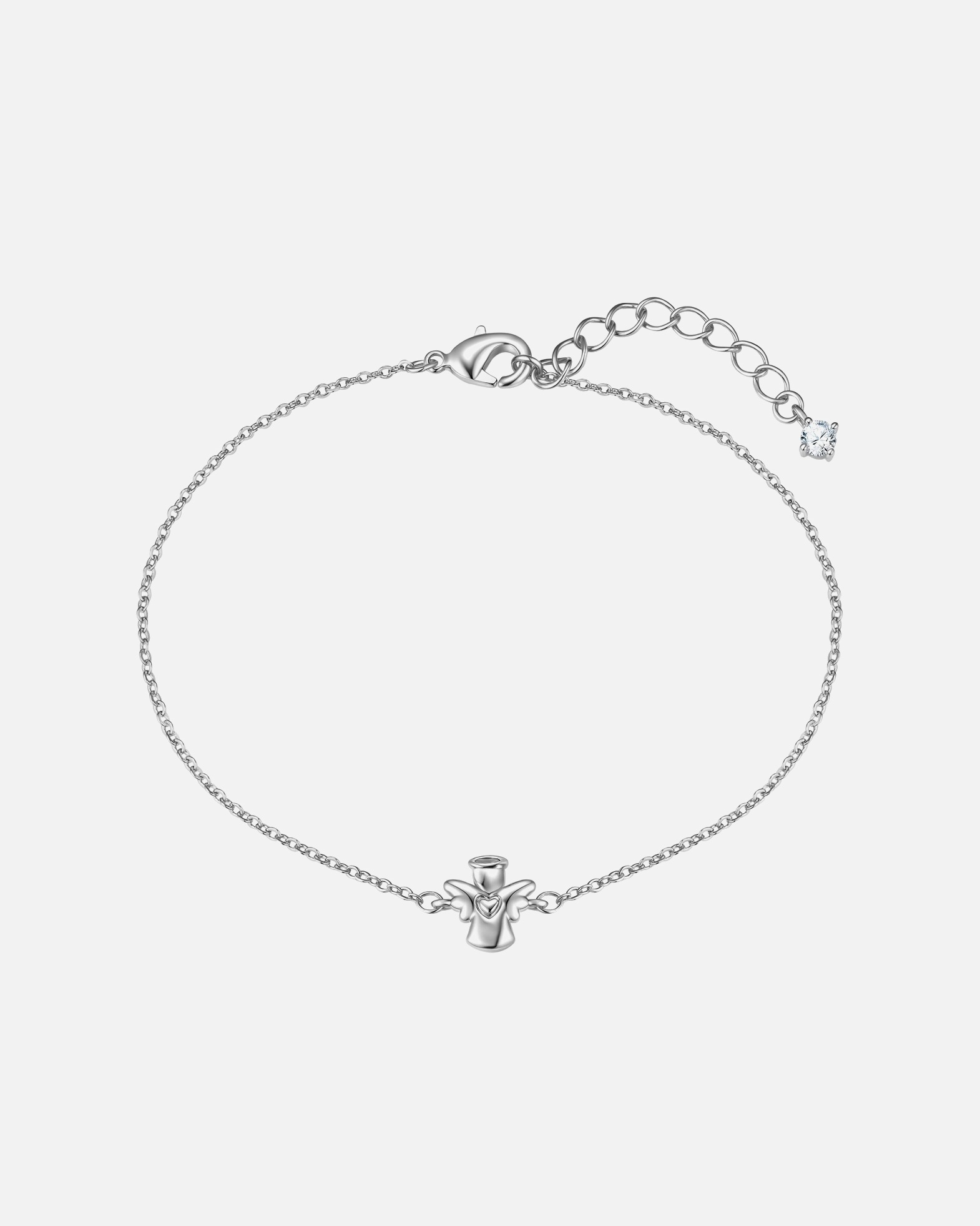 Bracelet pour Femme Lulu & Jane Bracelet Ange en laiton en argent avec zirconium Longueur de base 17,0 + rallonge 3,0 cm