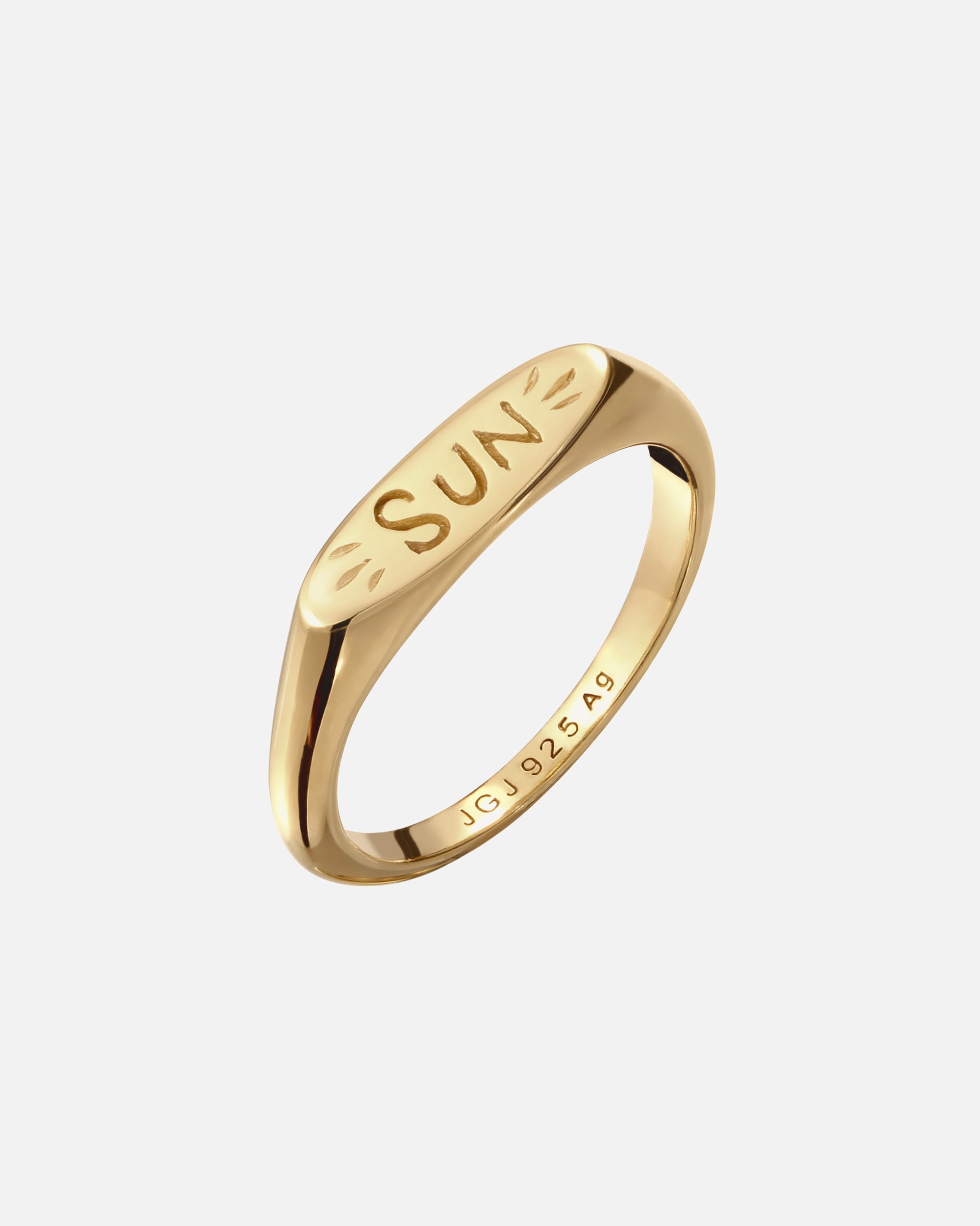 Bague pour Femme Elli Bague Signet Soleil 925 Sterling Silver Gold-plated 54